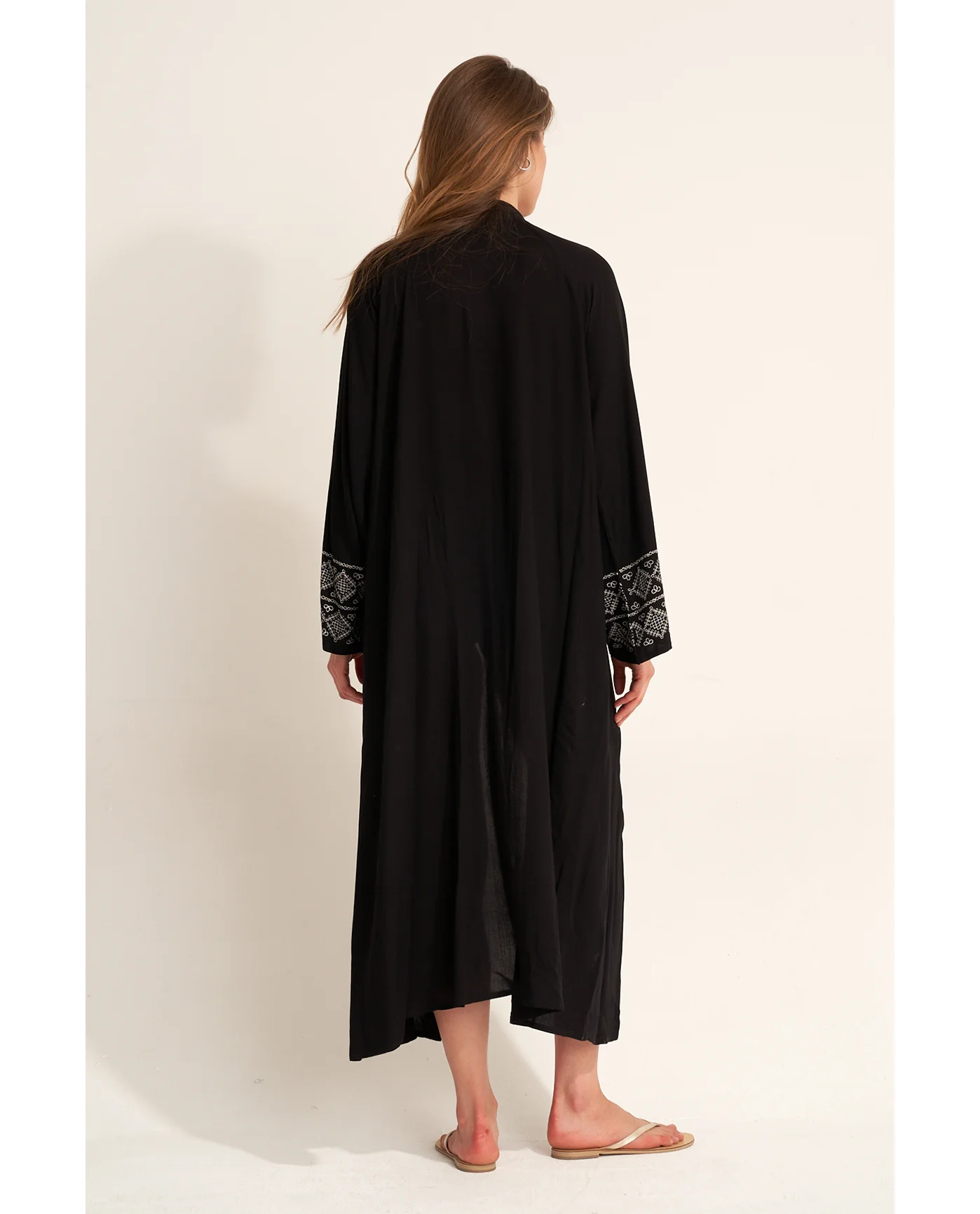 Embroidered Robe Cover-Up - Black - Image 2