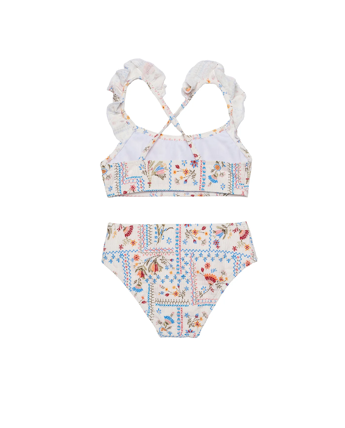 Floral Soul Textured Scoop Neck Ruffle Swim Set-Multi - Image 2