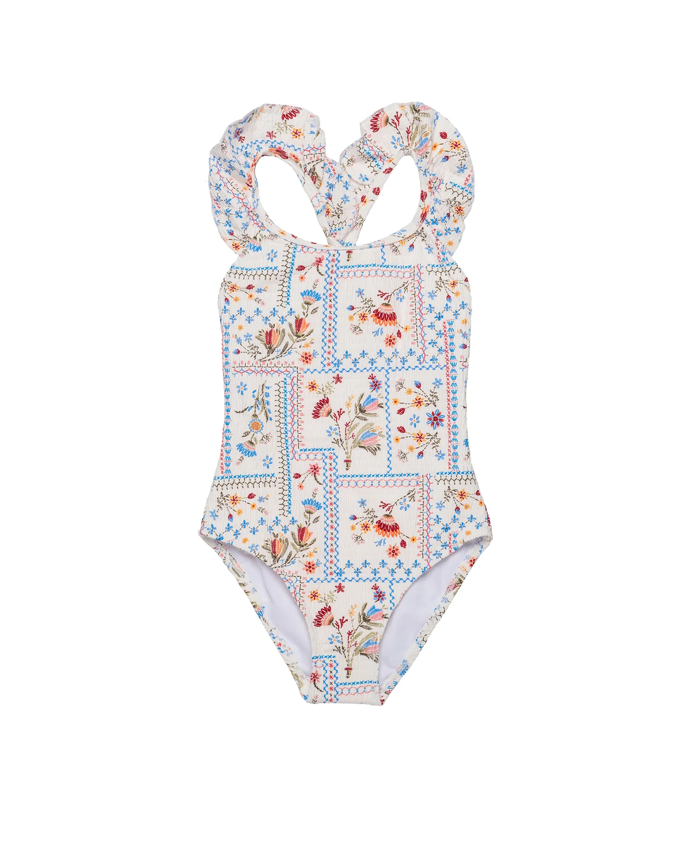 Floral Soul Textured Square Neck Ruffle One Piece-Multi