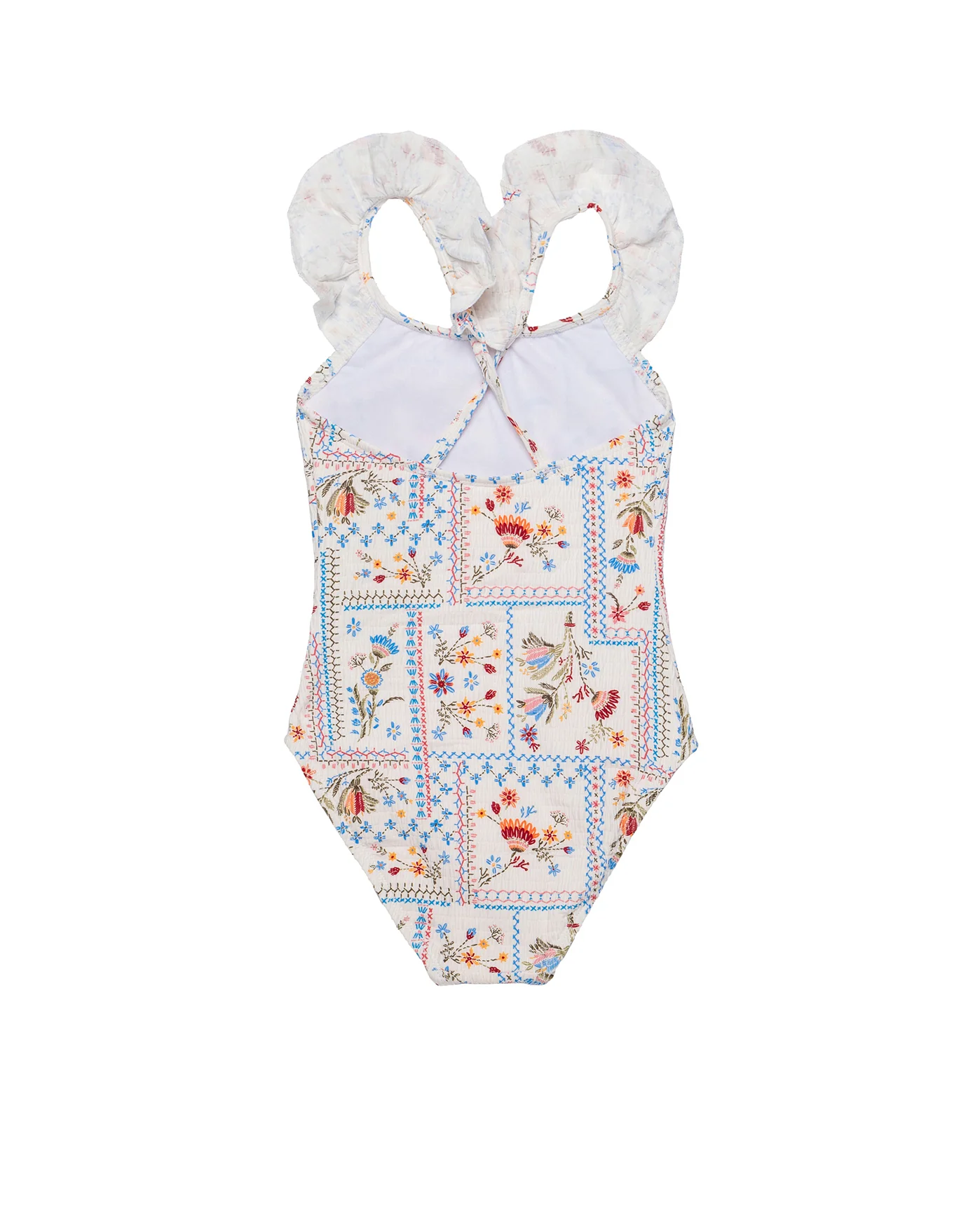 Floral Soul Textured Square Neck Ruffle One Piece-Multi - Image 2