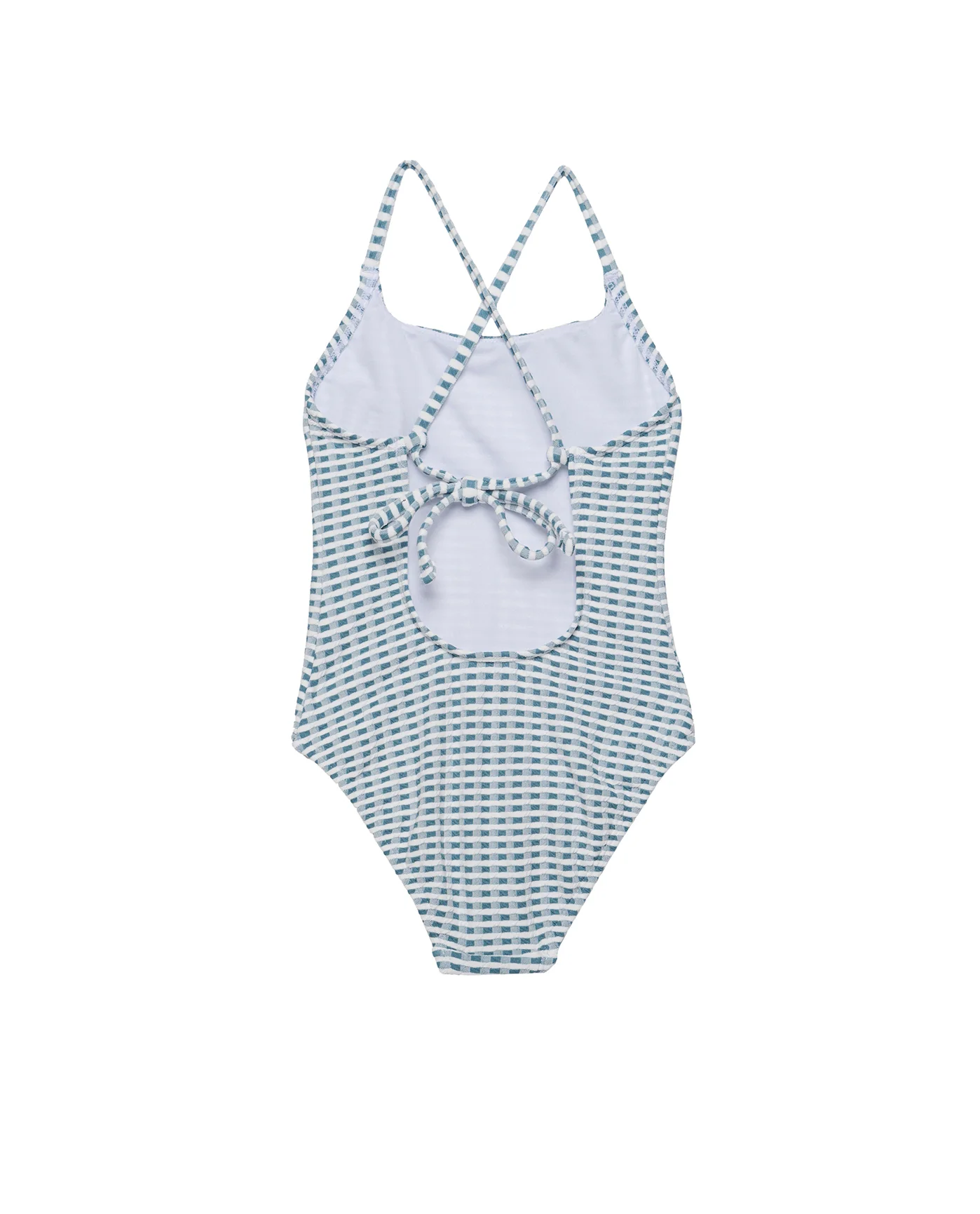Forever Gingham Textured Criss Cross Back Adjustable One Piece-Green - Image 2