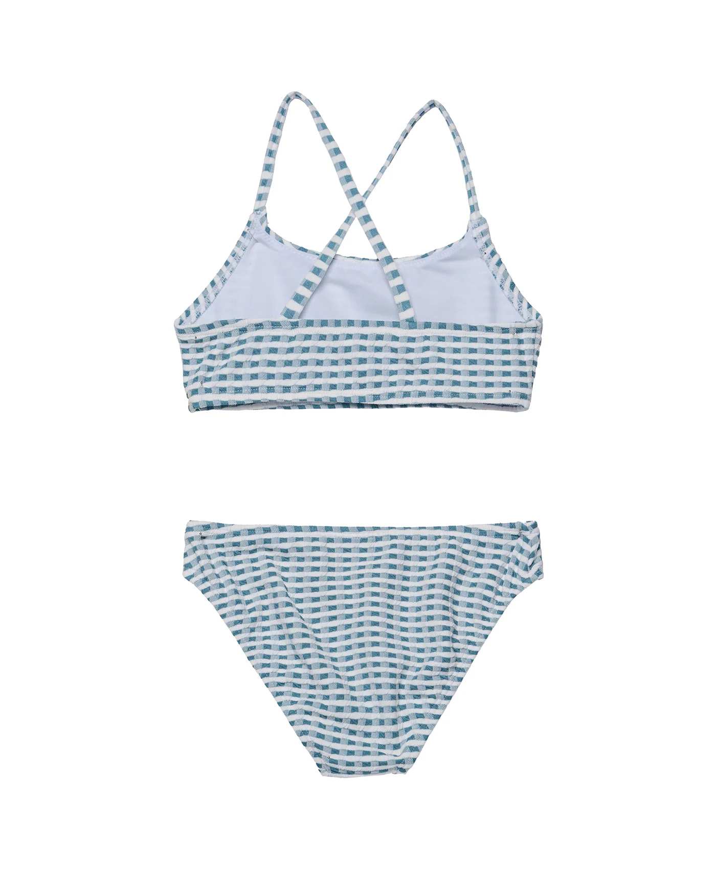 Forever Gingham Textured Criss Cross Strap Swim Set-Green - Image 2