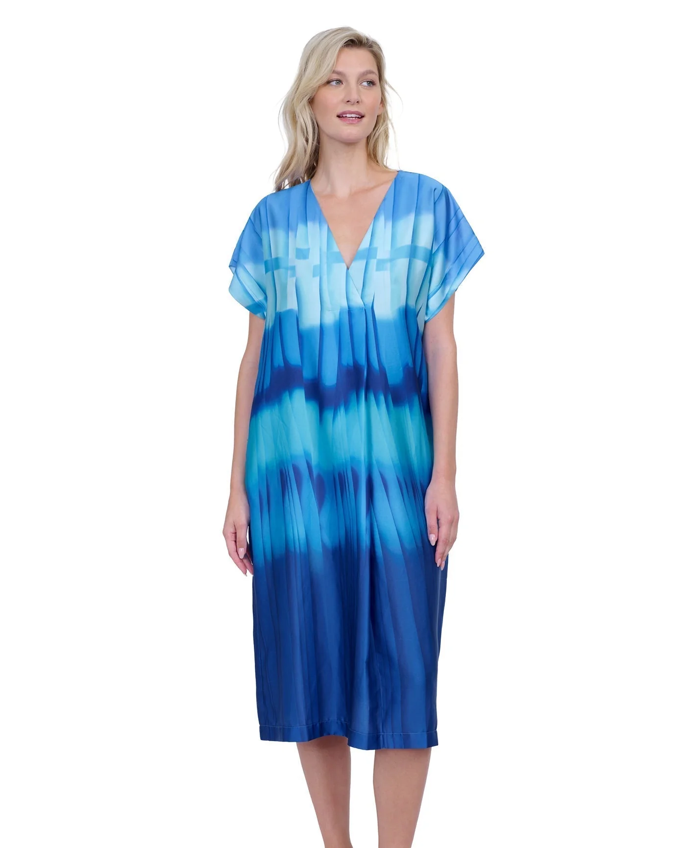 Golden Hour V Neck Long Tunic Cover Up - Neck Ombre Dress Long Tunic Cover Up - Image 2