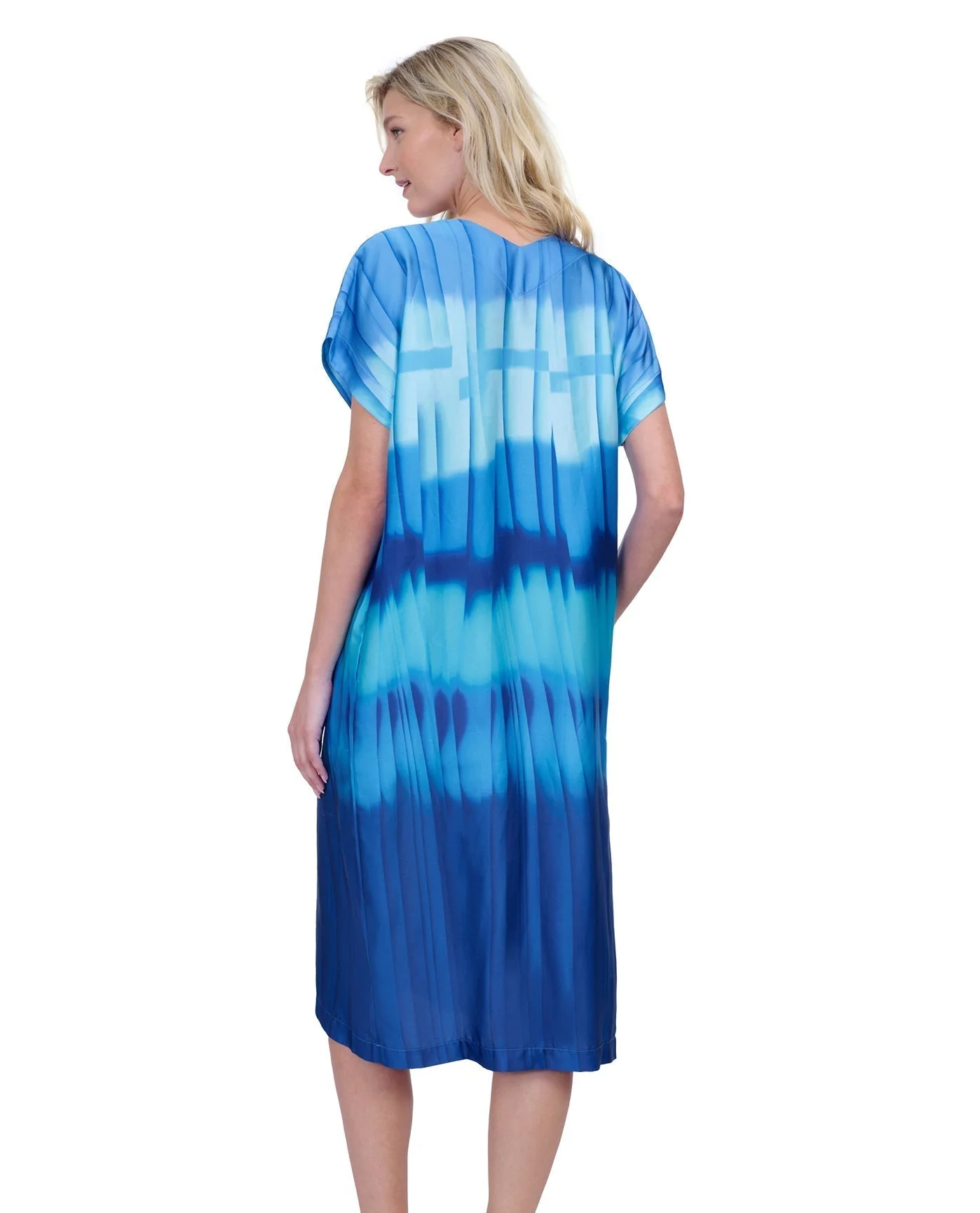 Golden Hour V Neck Long Tunic Cover Up - Neck Ombre Dress Long Tunic Cover Up - Image 3