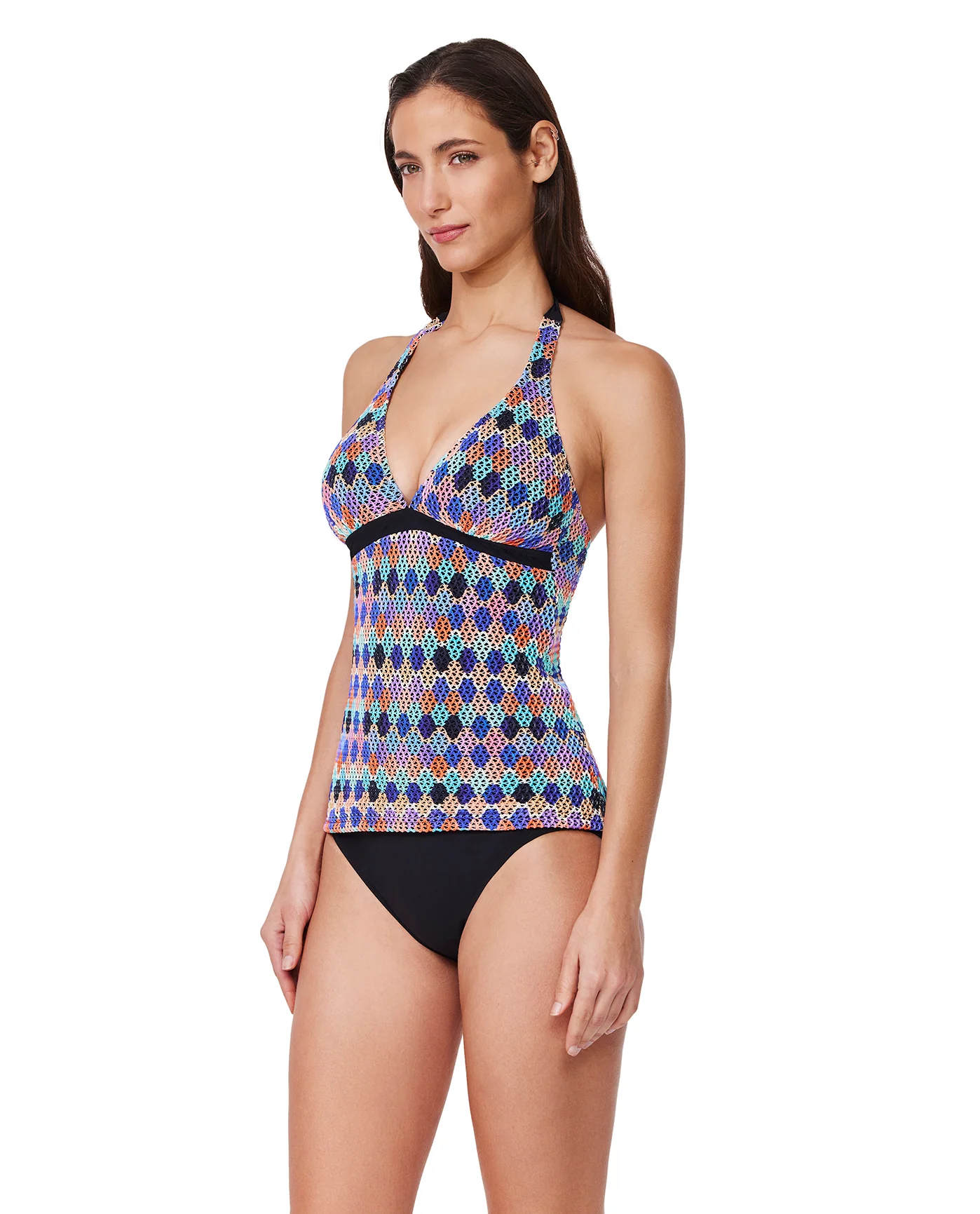 Retro Riviera Halter Netted Crochet Tankini Top - Image 3