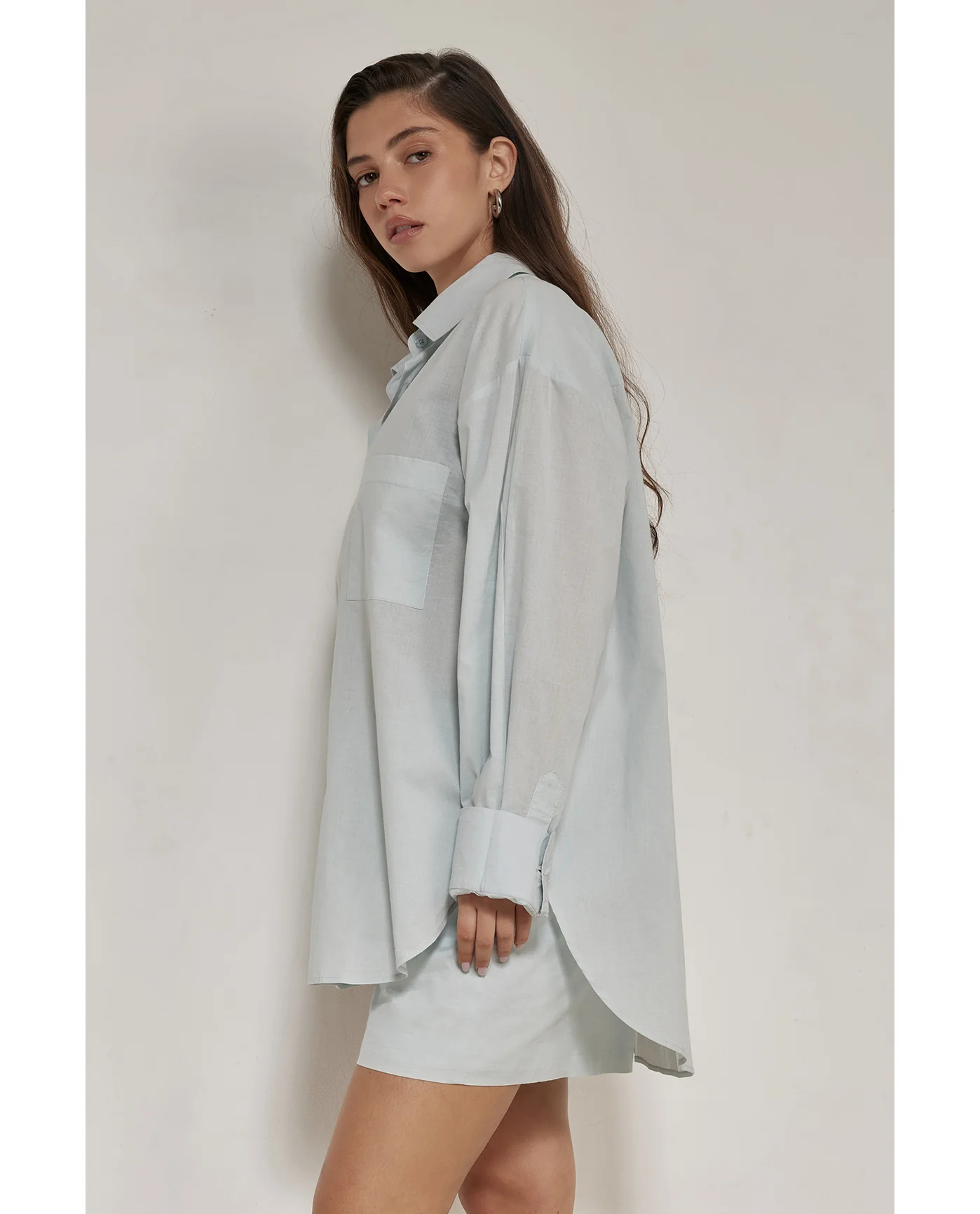 Harper Oversized Button Down Top -Light blue - Image 3