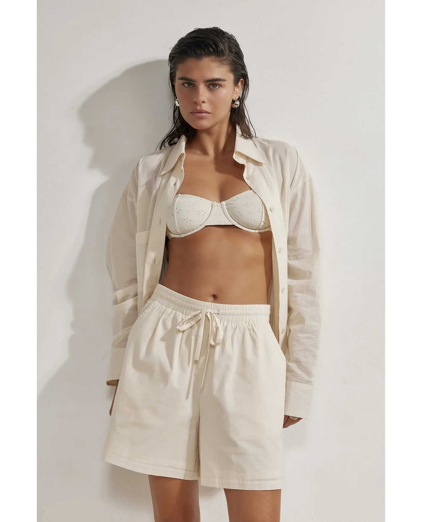 Harper Oversized Shorts -Beige - Image 6