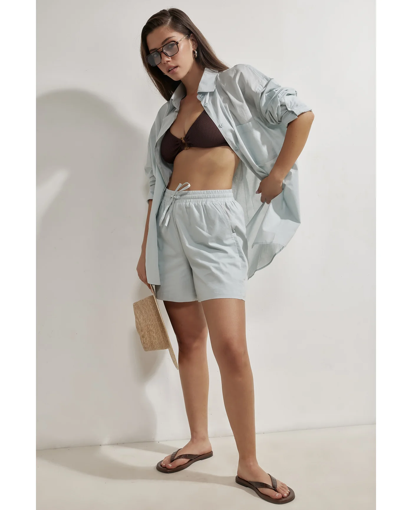 Harper Oversized Shorts -Light blue - Image 3