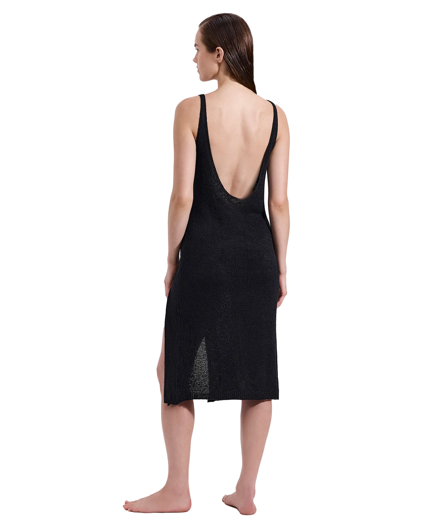 Isla Knit Dress Cover-Up -Black - Image 2