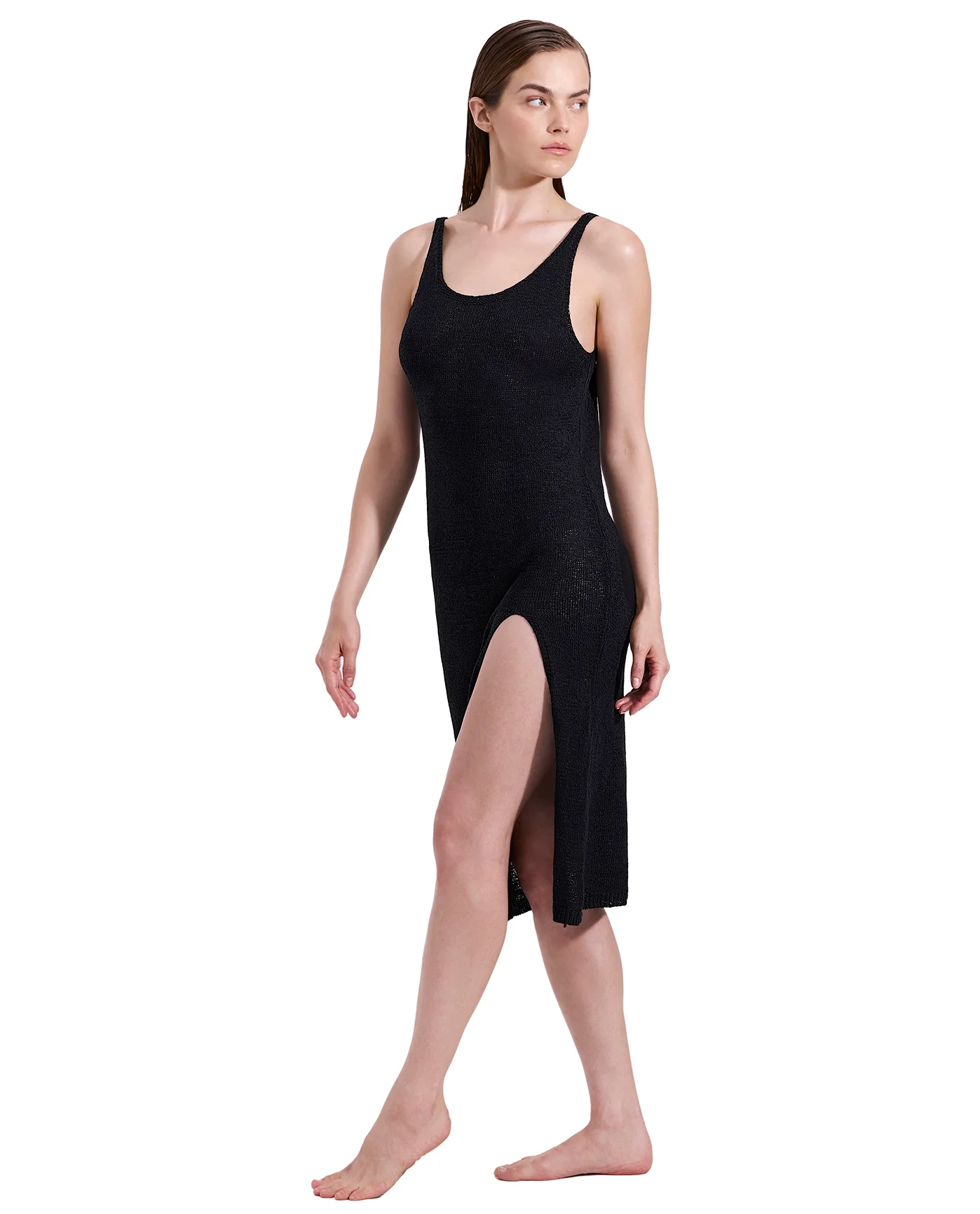 Isla Knit Dress Cover-Up -Black - Image 3