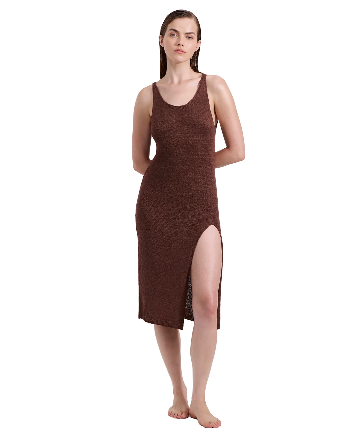 Isla Knit Dress Cover-Up -Brown