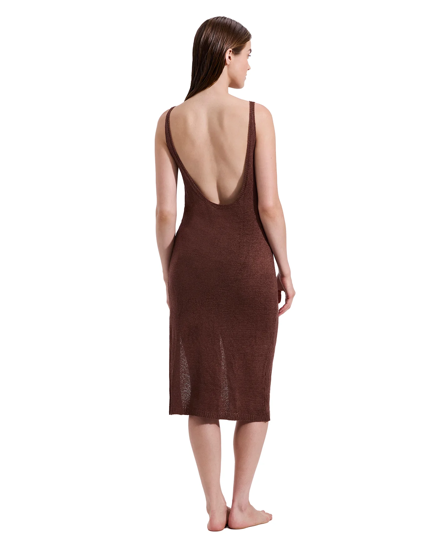 Isla Knit Dress Cover-Up -Brown - Image 2