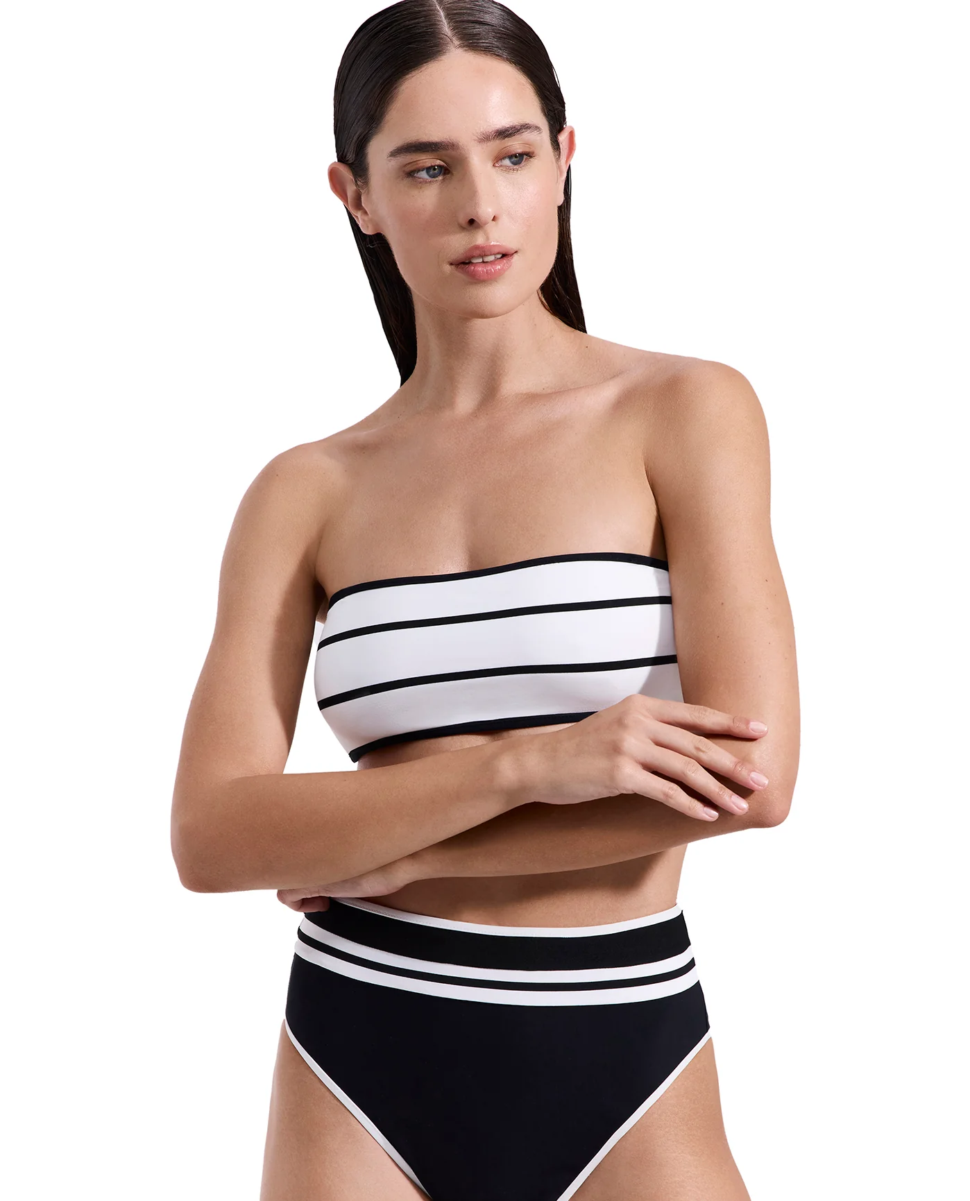 Jackie Bandeau Bikini Top-Blk/wh - Image 4