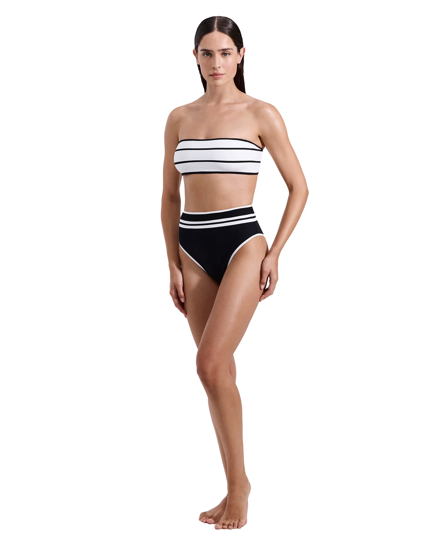 Jackie Bandeau Bikini Top-Blk/wh - Image 5