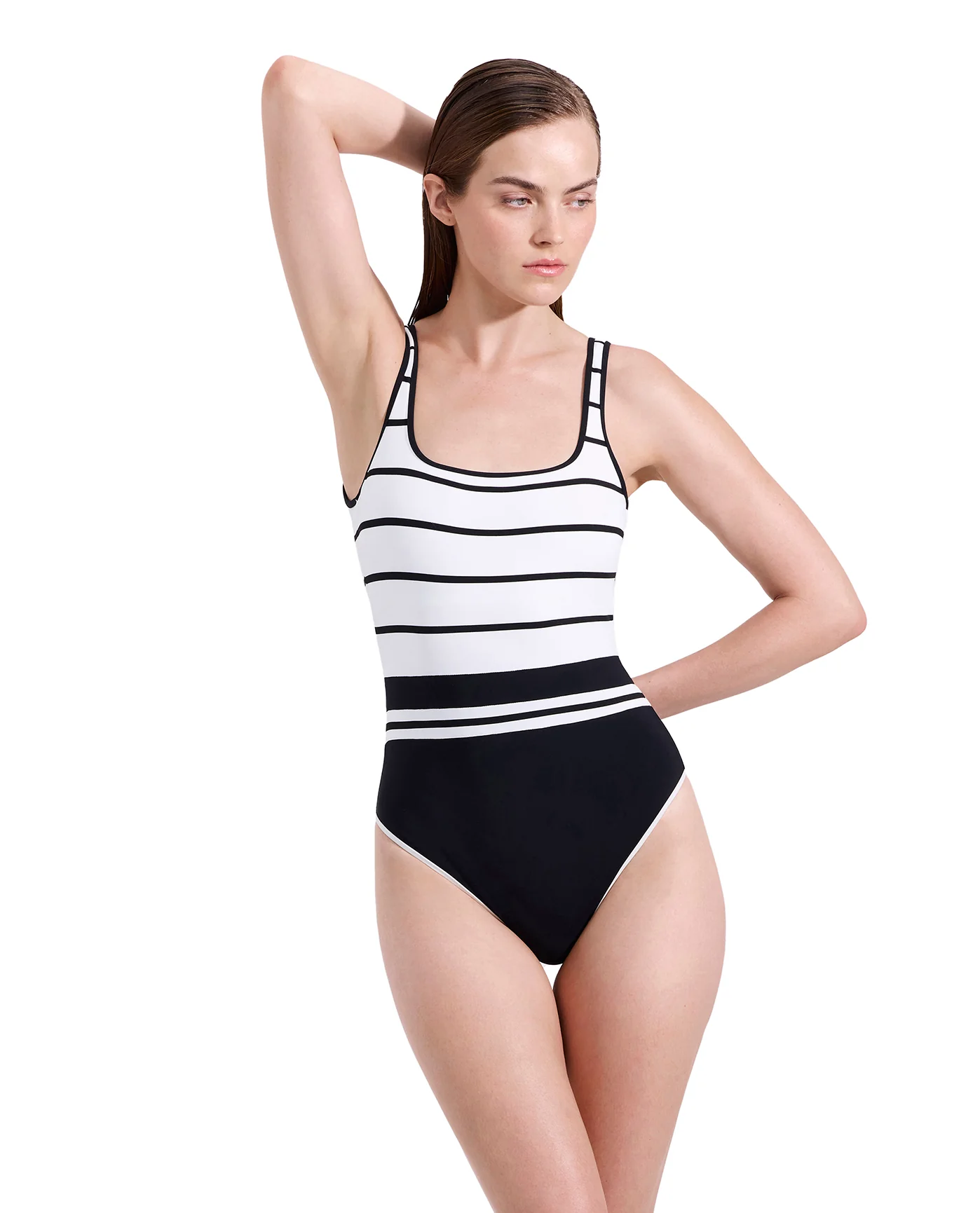 Jackie Square Neck One Piece-Blk/wh - Image 4