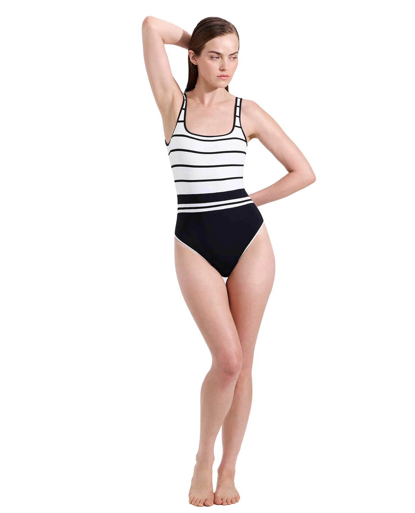 Jackie Square Neck One Piece-Blk/wh - Image 5