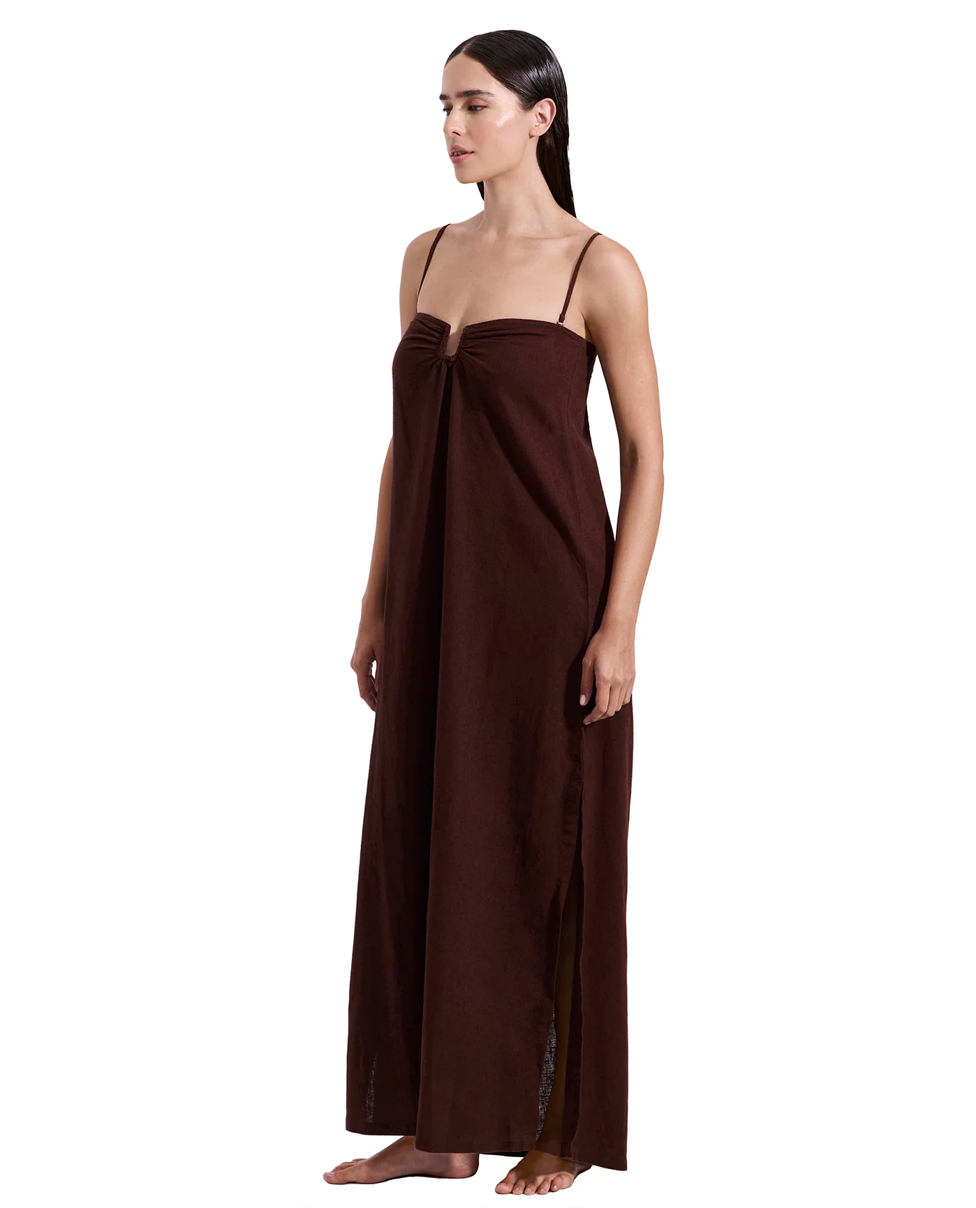 La Mar U Wire Midi Dress Cover-Up-Brown - Image 3