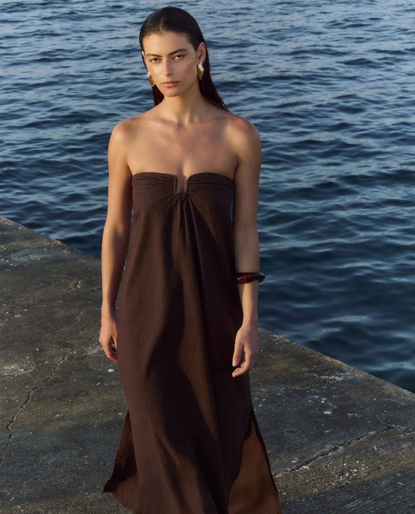 La Mar U Wire Midi Dress Cover-Up-Brown - Image 5