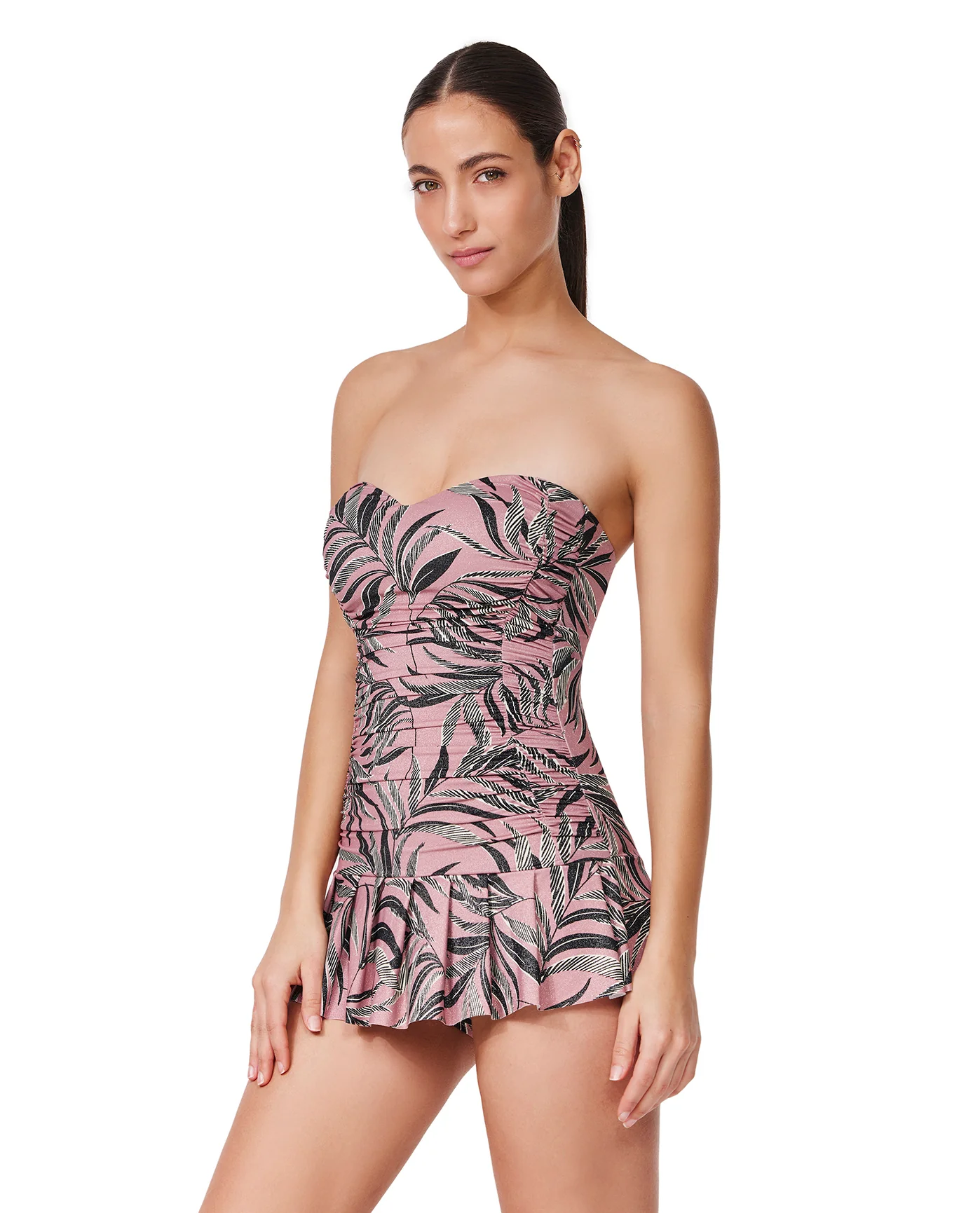 La Palm Bandeau Swimdress  -Dusk pink - Image 3