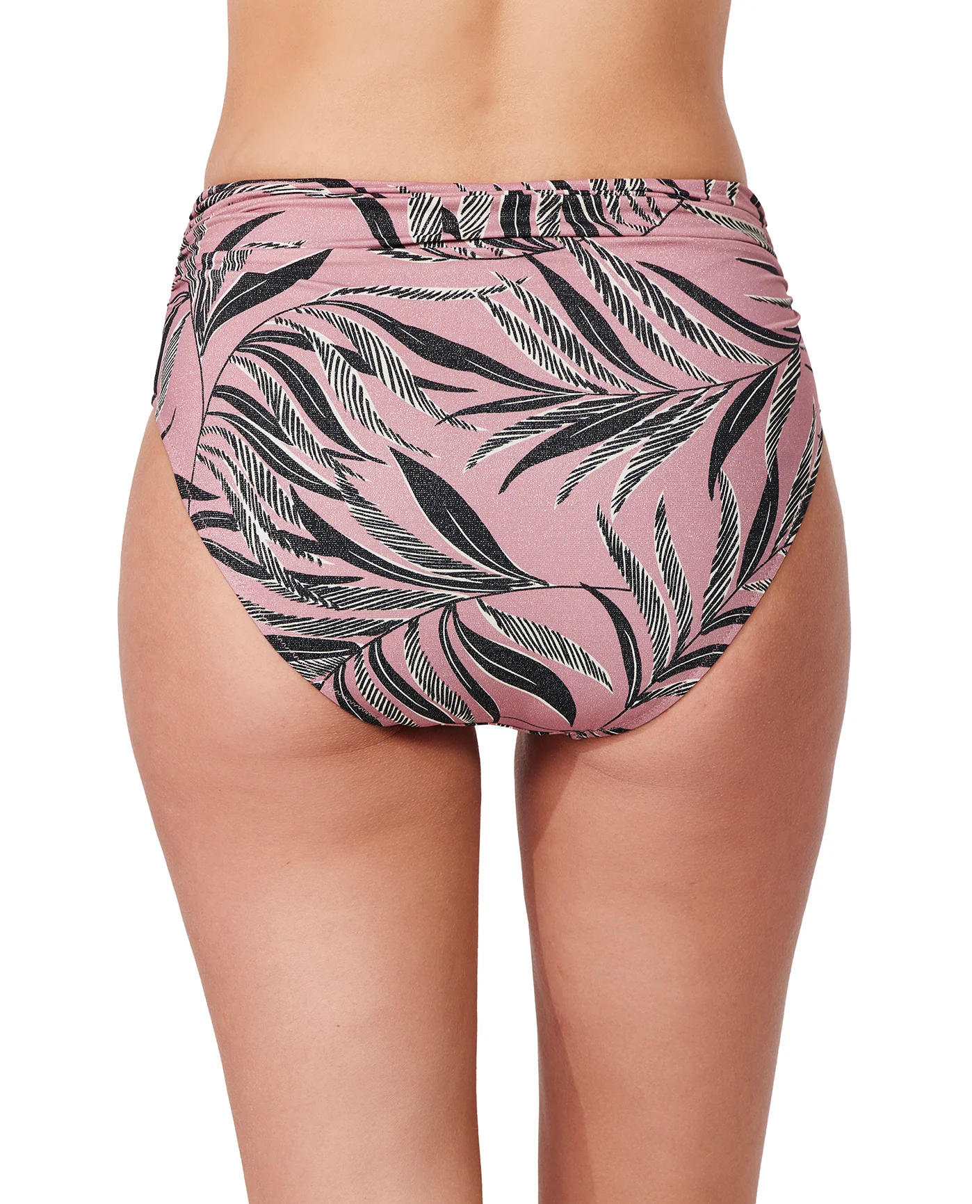 La Palm Shirred High Waist Swim Bottom-Dusk pink - Image 2