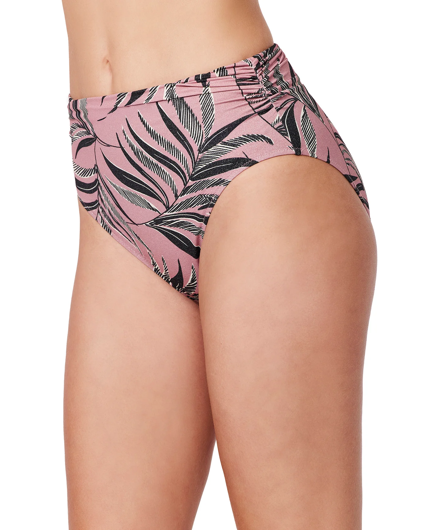La Palm Shirred High Waist Swim Bottom-Dusk pink - Image 3