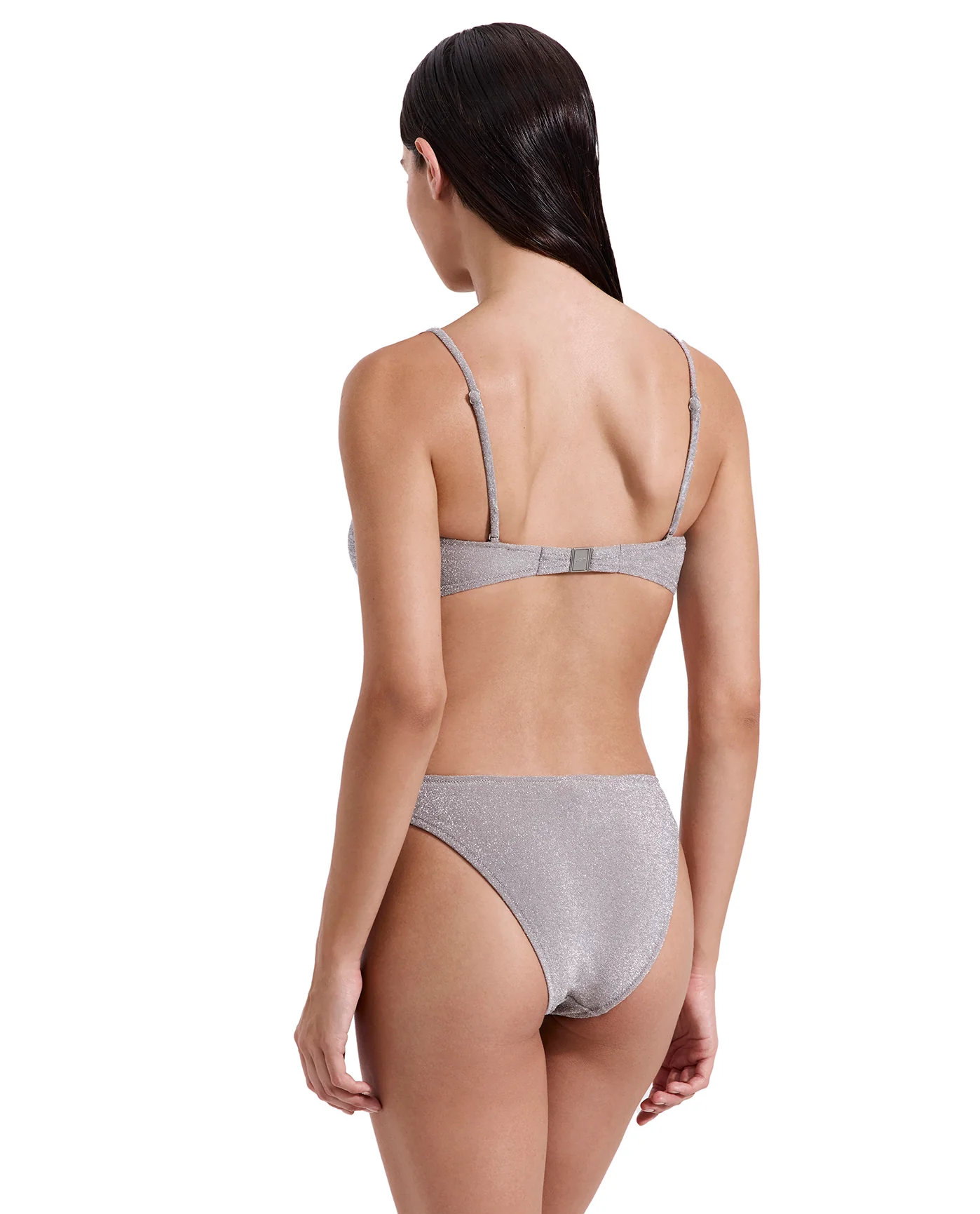 Luna Textured Shimmer Scoop Neck Bikini Top-Silv bro - Image 2