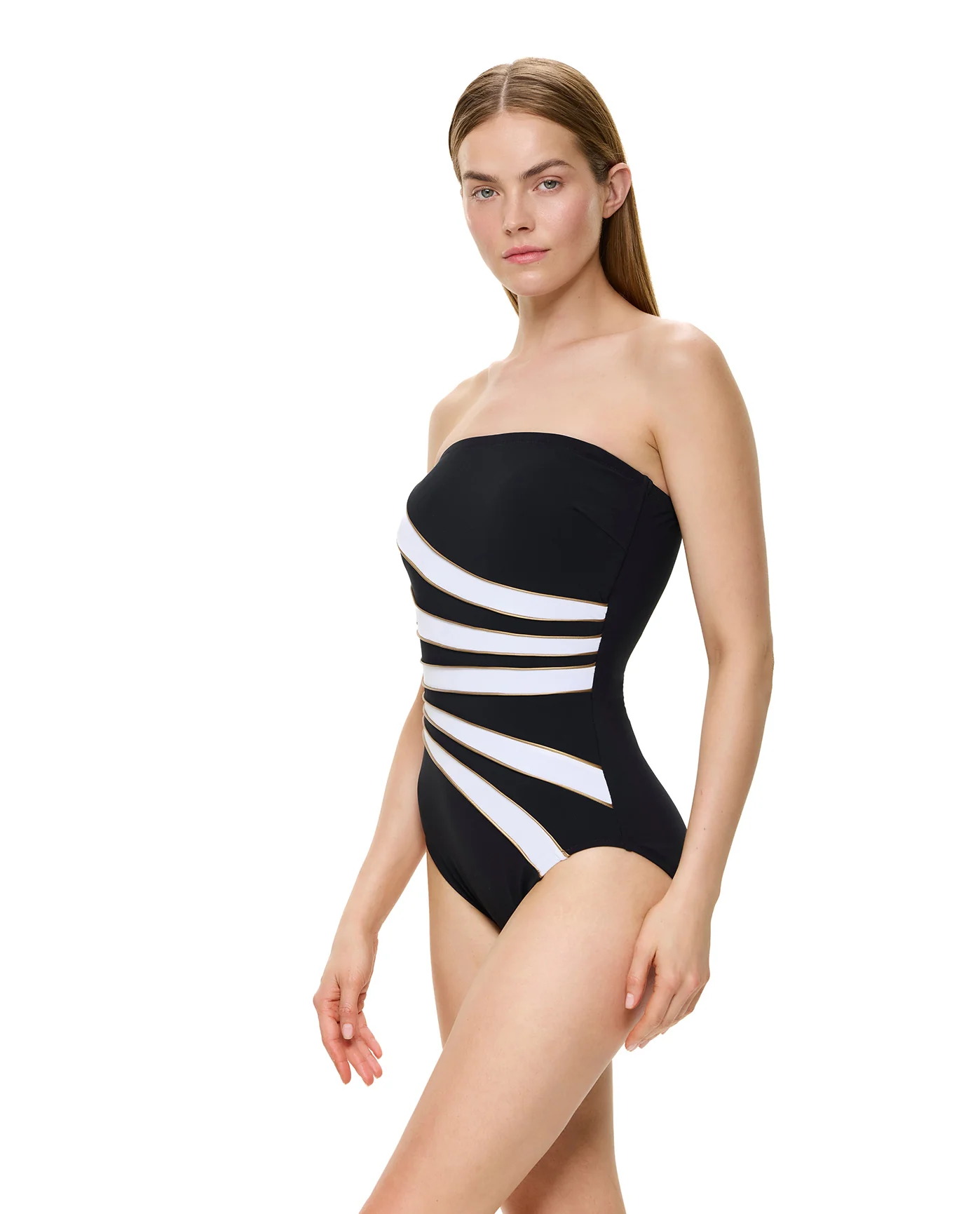 Luxe Allure Bandeau One Piece -Black-Gold - Image 4