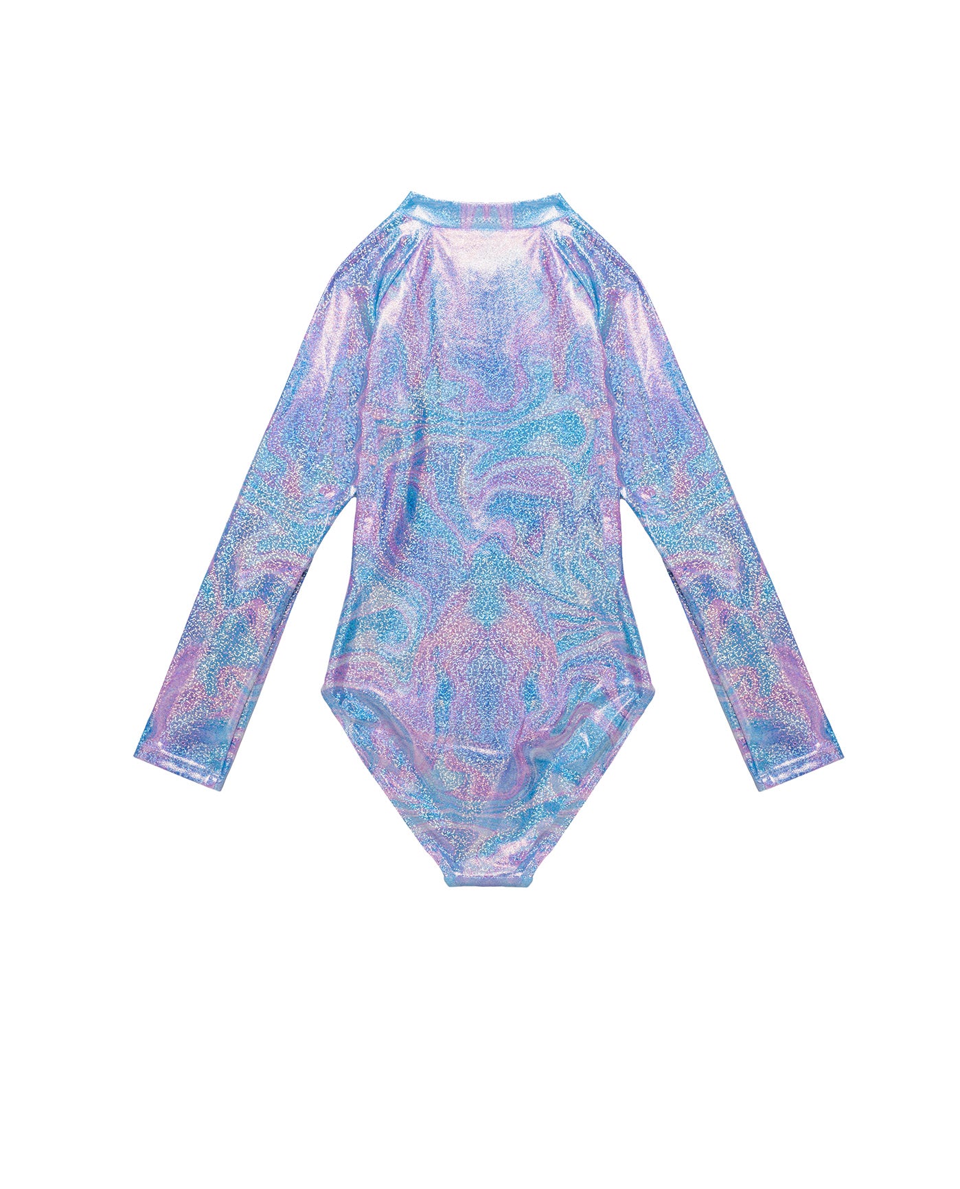 Marble Sparkle Long Sleeve Zip Front One Piece-Multi/pink - Image 2