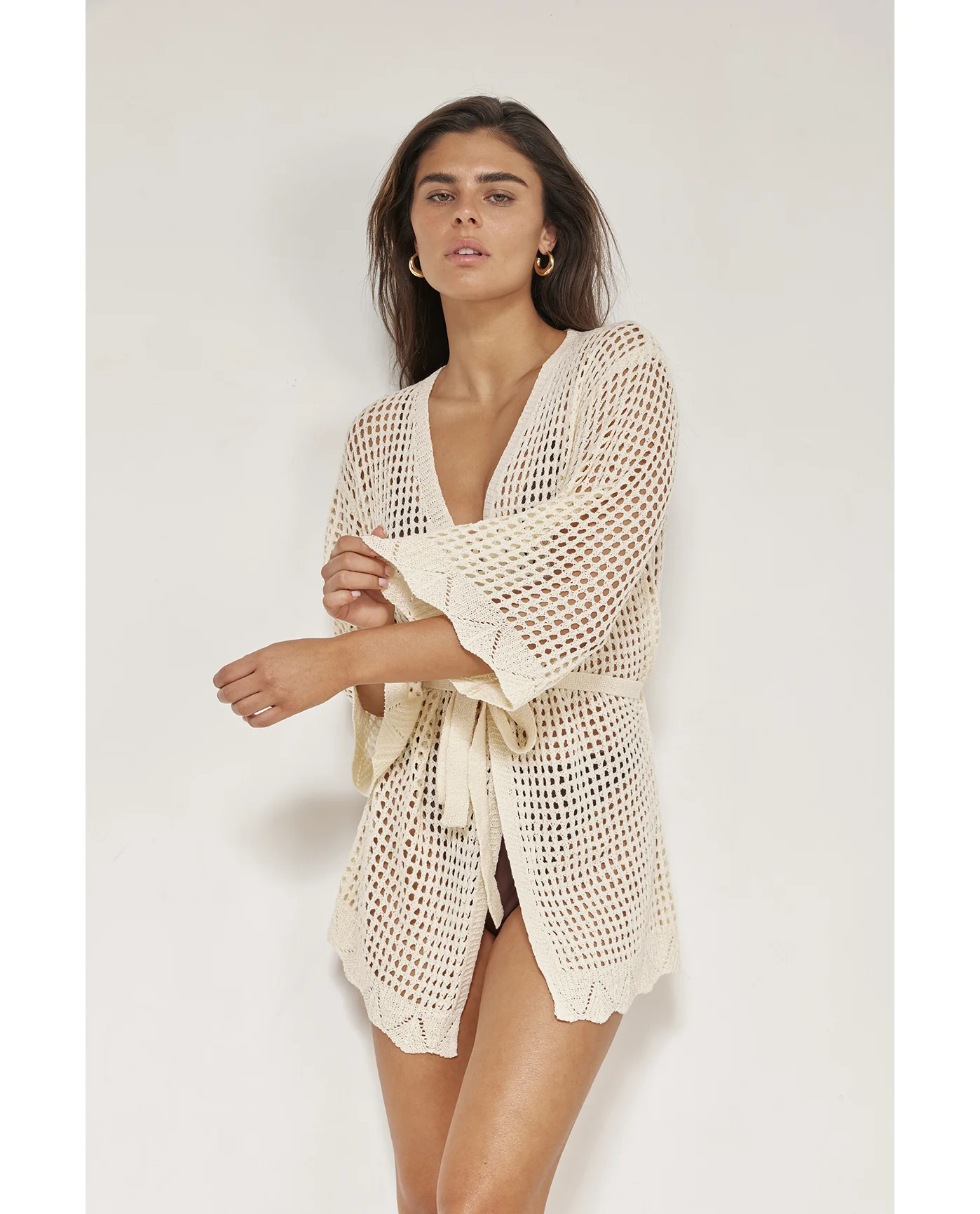Maribelle Lace Robe Cover-Up-Cream - Image 4