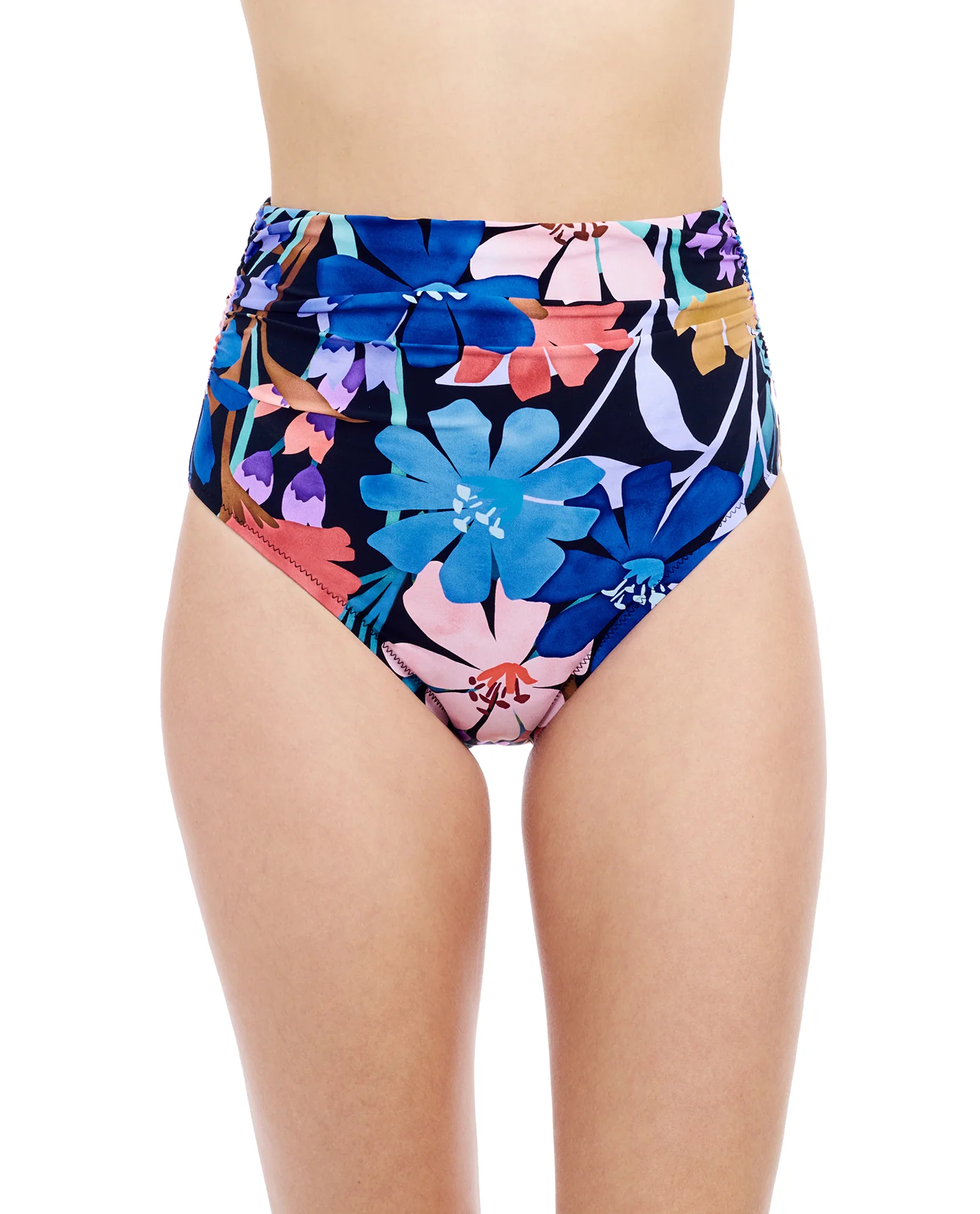 Melody Shirred High Waist Swim Bottom - Waist Bikini Bottom