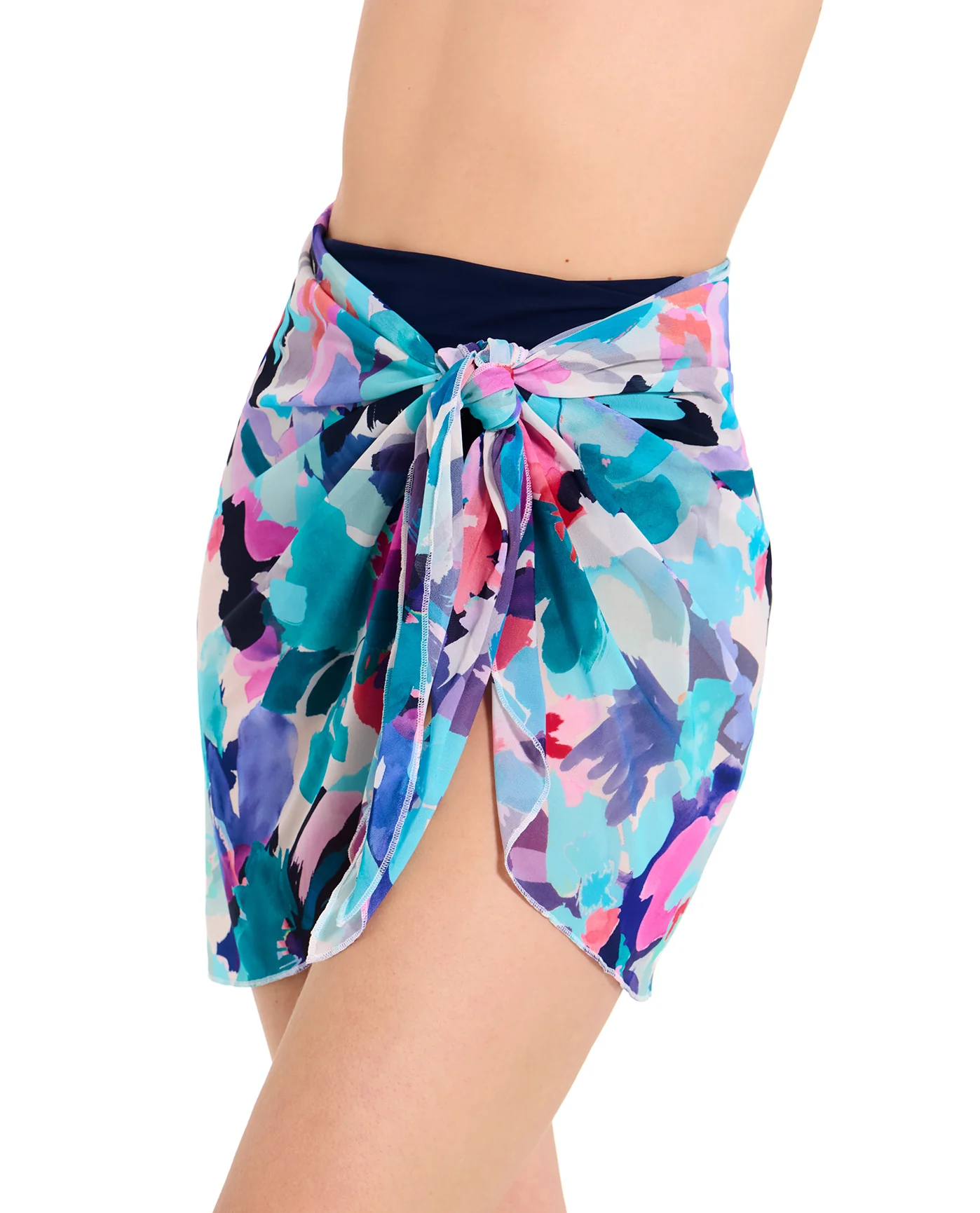 Mesh Sarong Wrap Skirt-Multi - Image 3