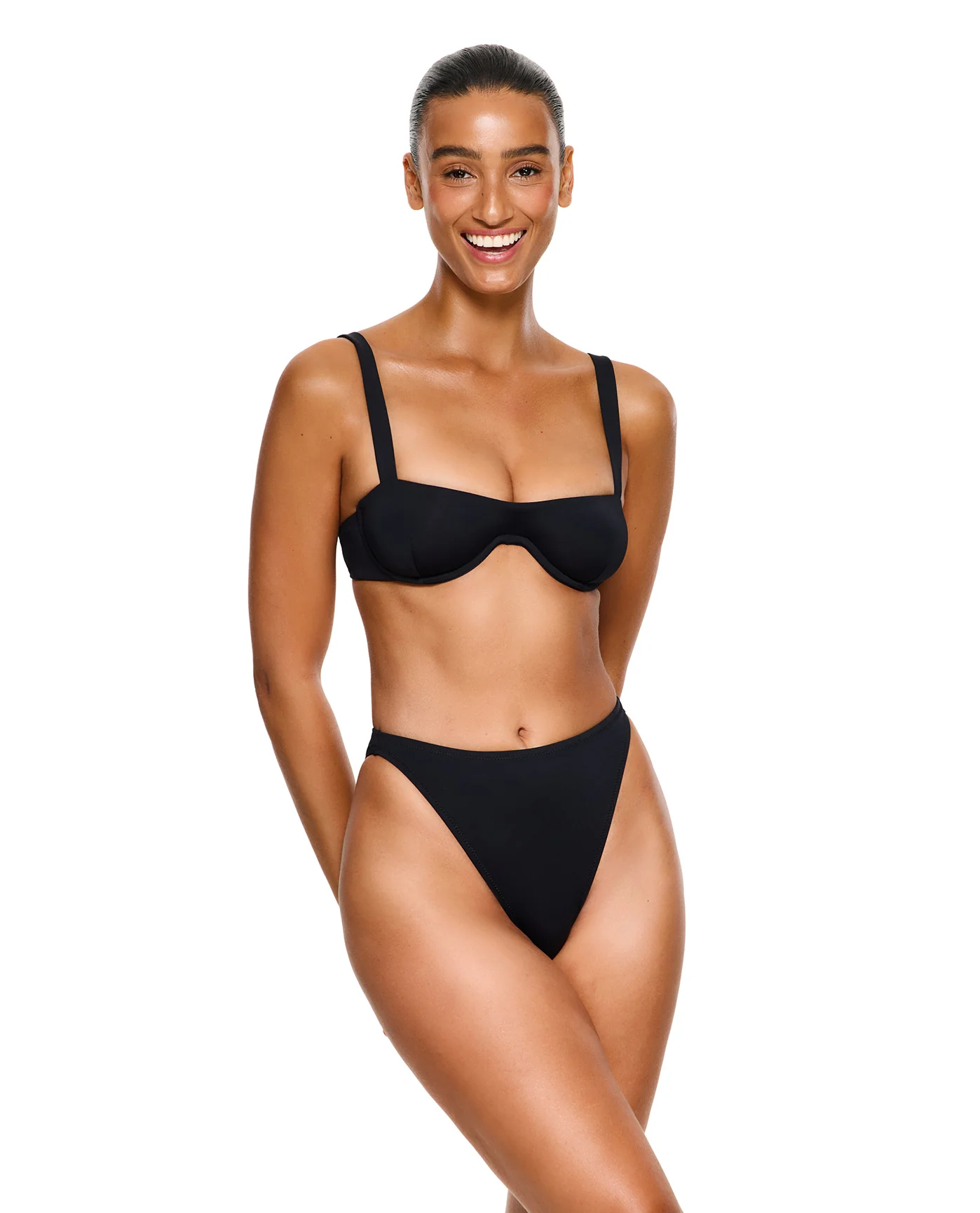 Midnight Scoop Neck Bikini Top-Black