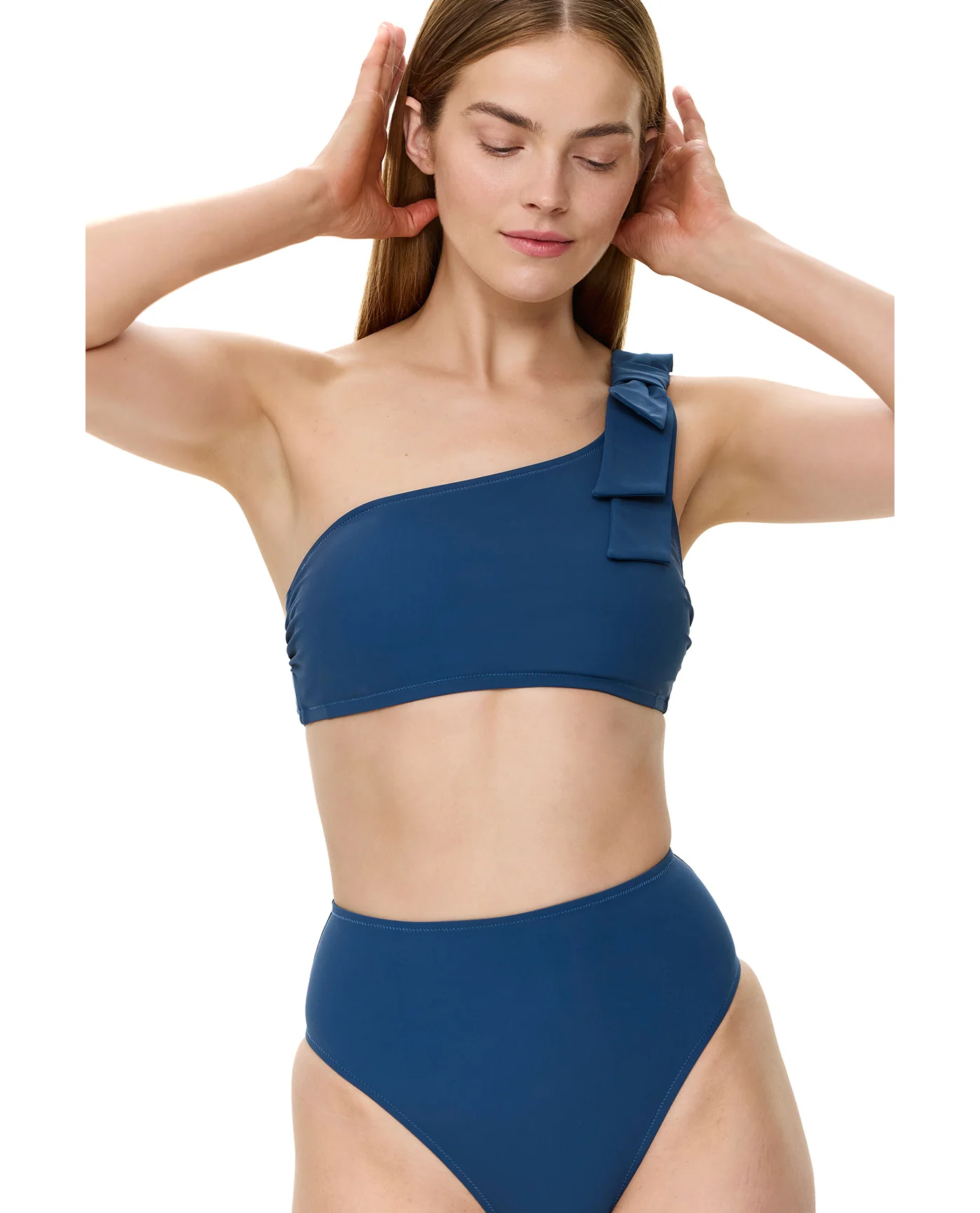 Modern Muse One Shoulder Bikini Top-Dark Azure - Image 4