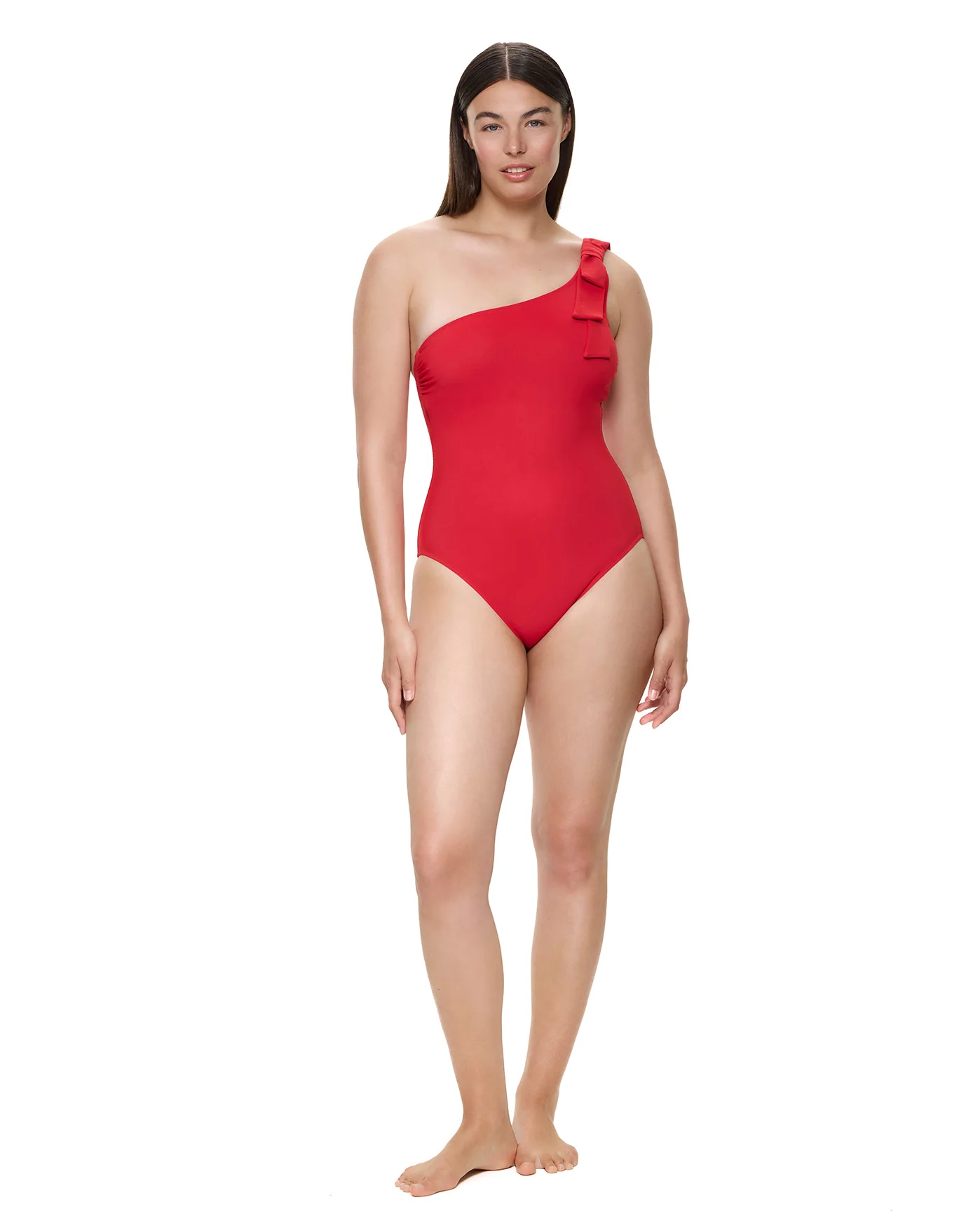 Modern Muse One Shoulder One Piece-Red - Image 8