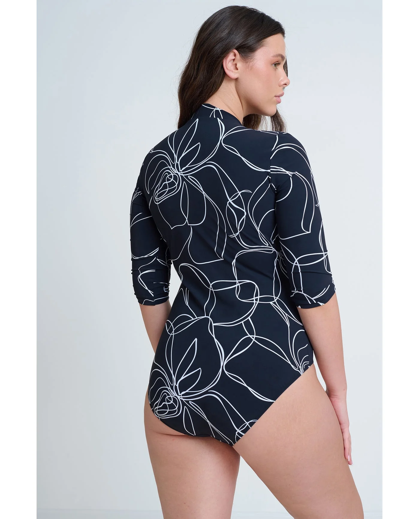 Modest 3/4 Sleeve One Piece Rashguard - Image 2