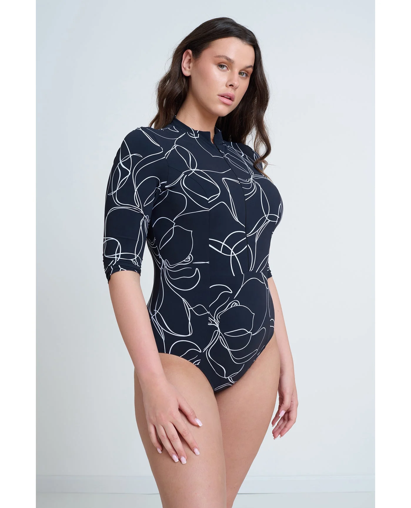 Modest 3/4 Sleeve One Piece Rashguard - Image 3