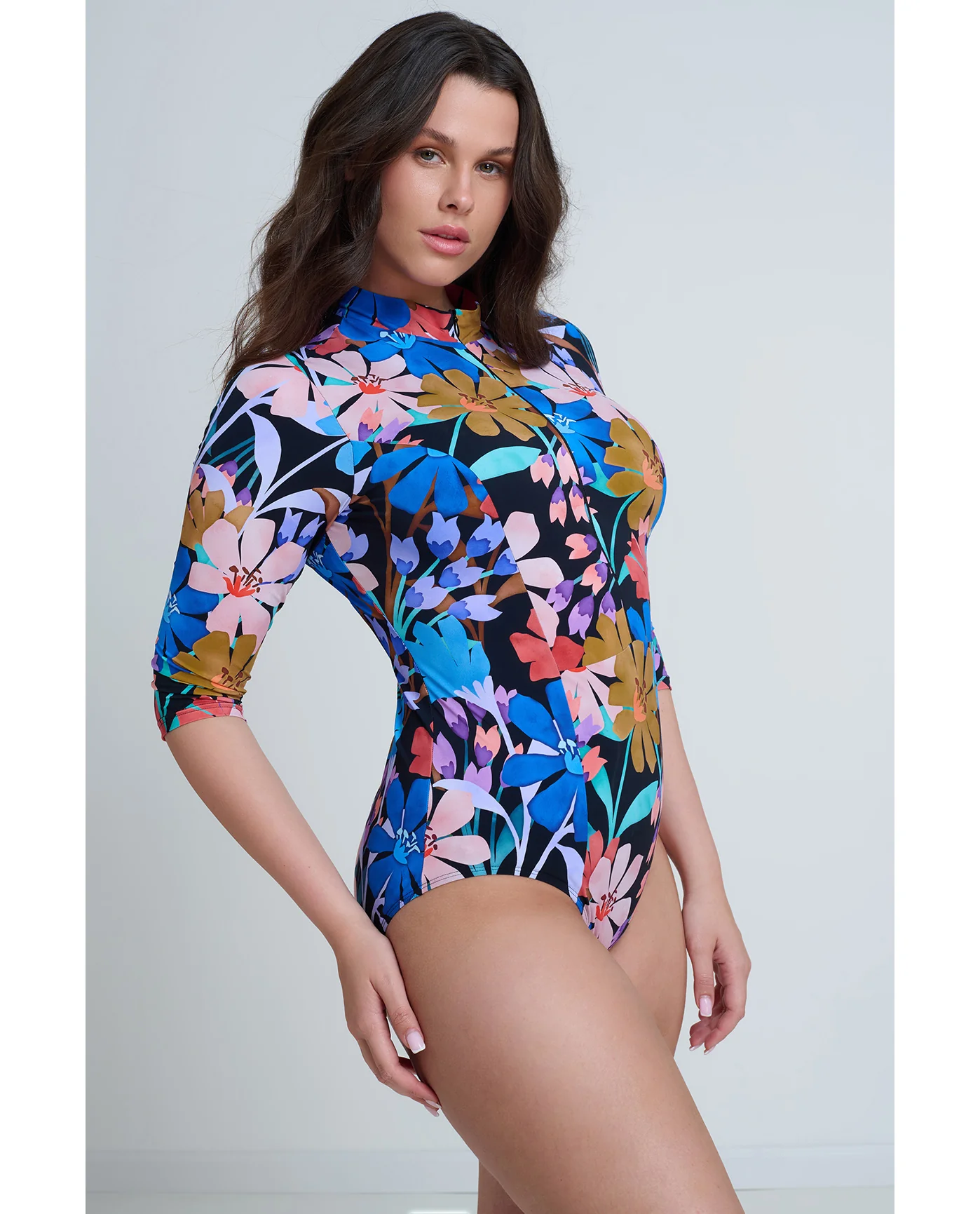 Modest 3/4 Sleeve One Piece Rashguard - Image 3