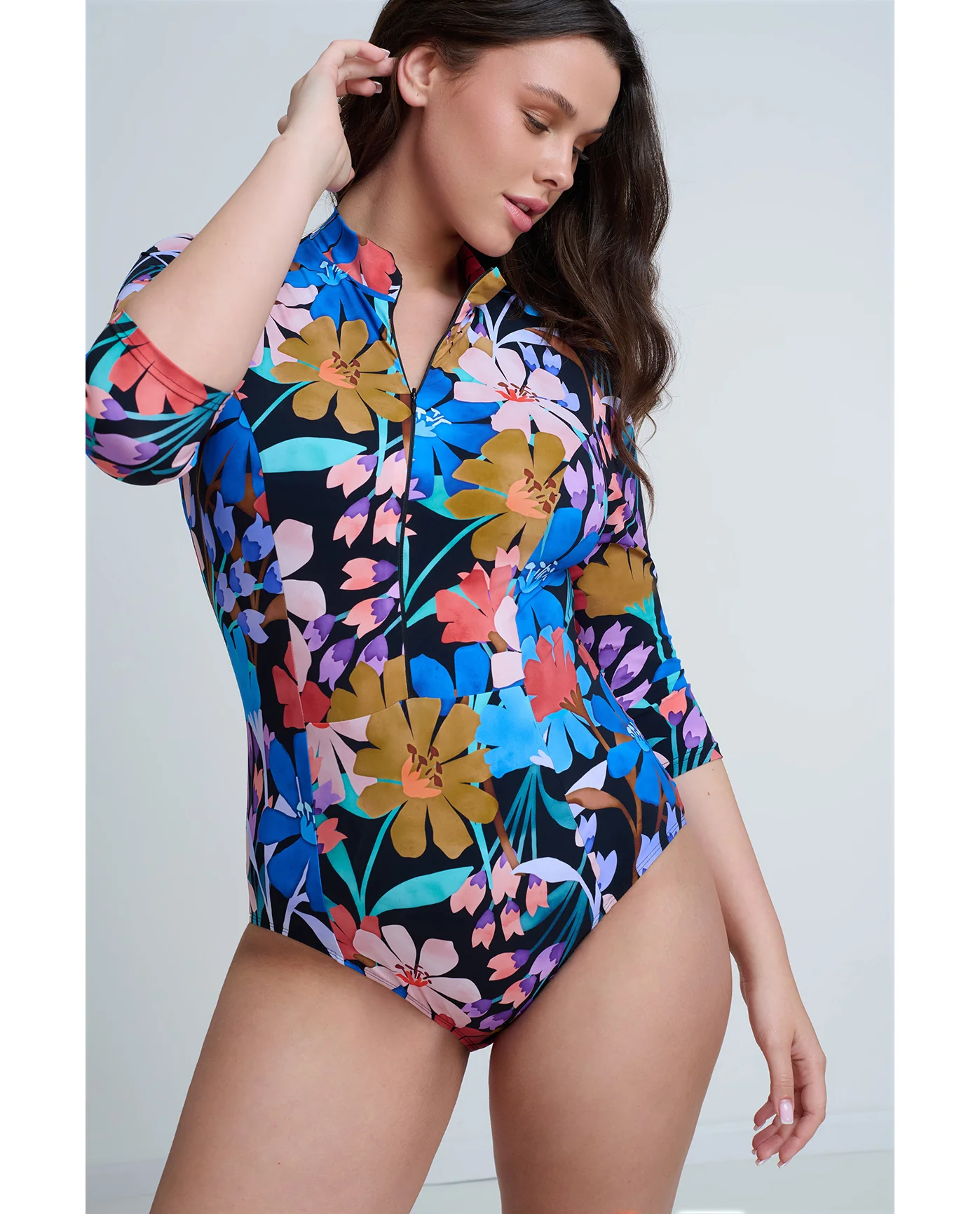 Modest 3/4 Sleeve One Piece Rashguard - Image 4
