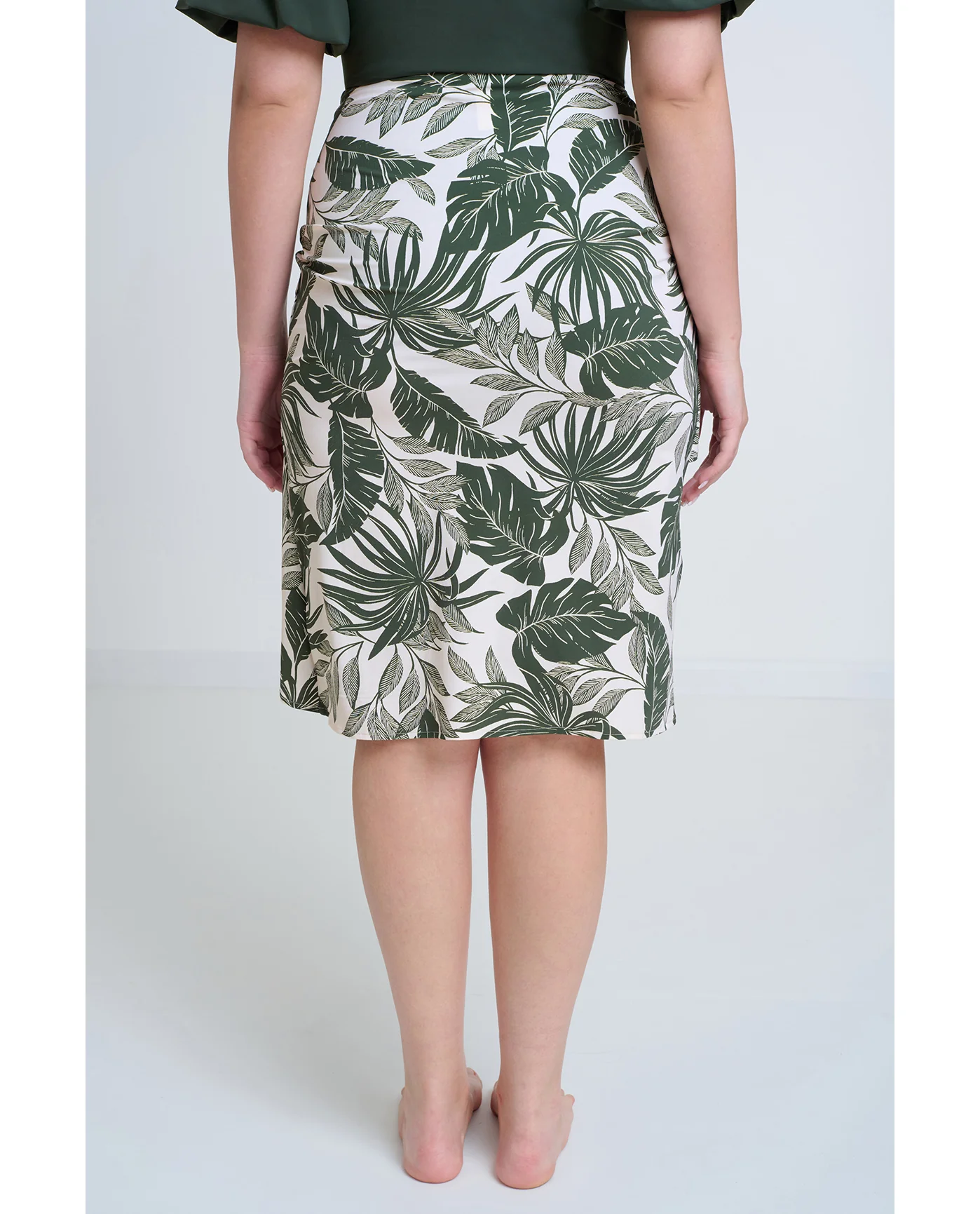 Modest Faux Wrap Skirt with Tie-Ivory - Image 3