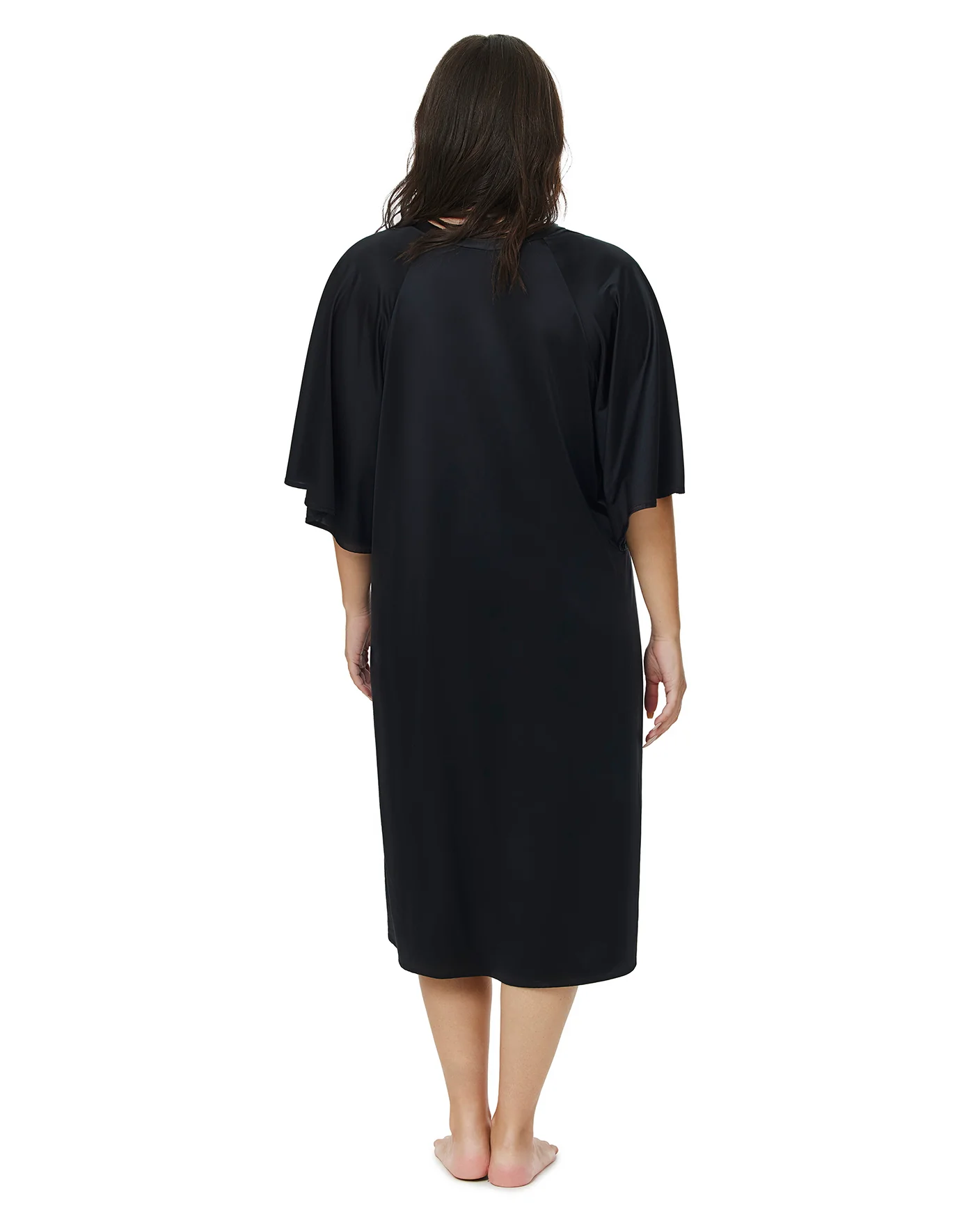Modest High Neck Loose Fitting Dress-Black - Image 2
