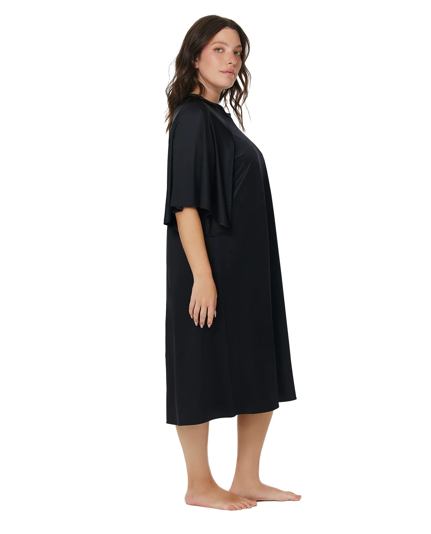 Modest High Neck Loose Fitting Dress-Black - Image 3