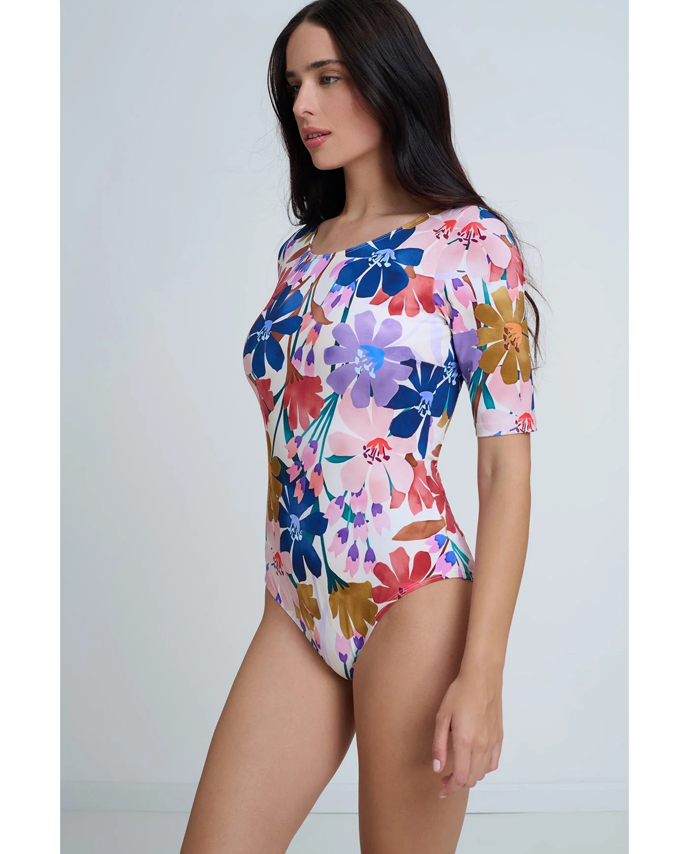 Modest High Round Neck Quarter Sleeve One Piece - Image 3