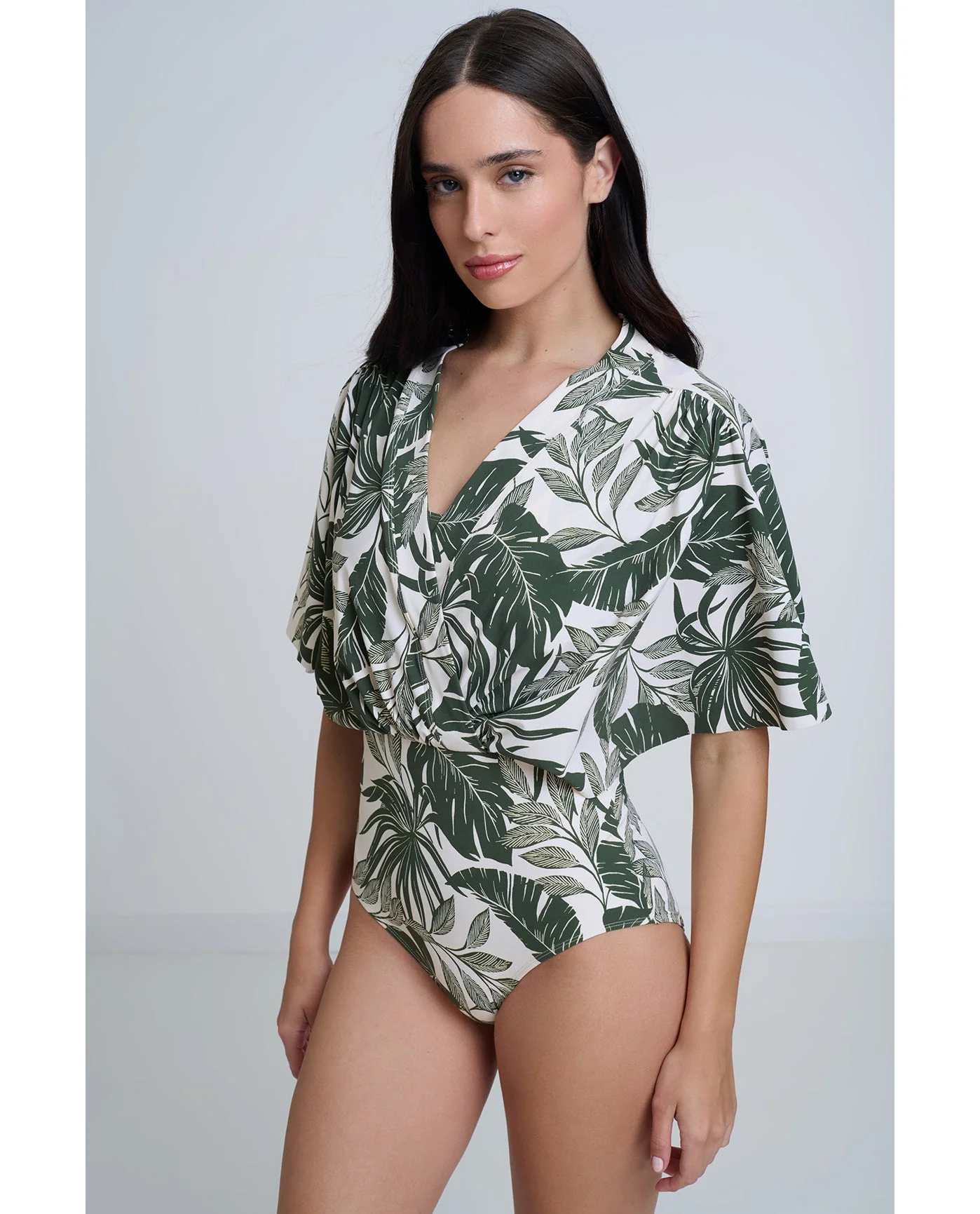 Modest Sleeved Surplice Blouson One Piece - Image 3