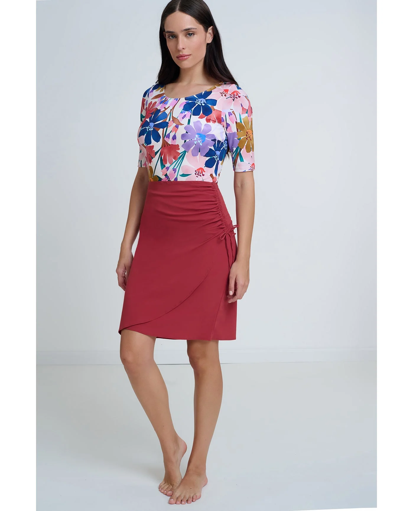 Modest Surplice Skirt with Side Shirring