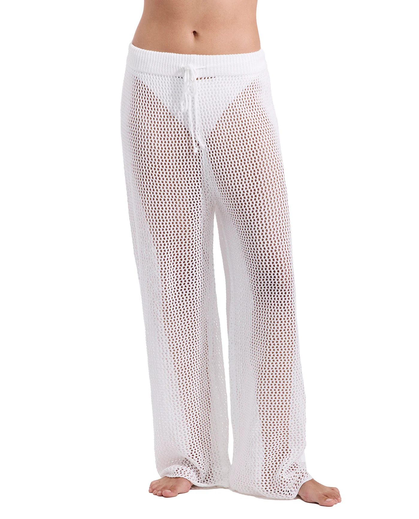 Monaco Net Crochet High Waist Beach Pant Cover-Up-Off-white - Image 3