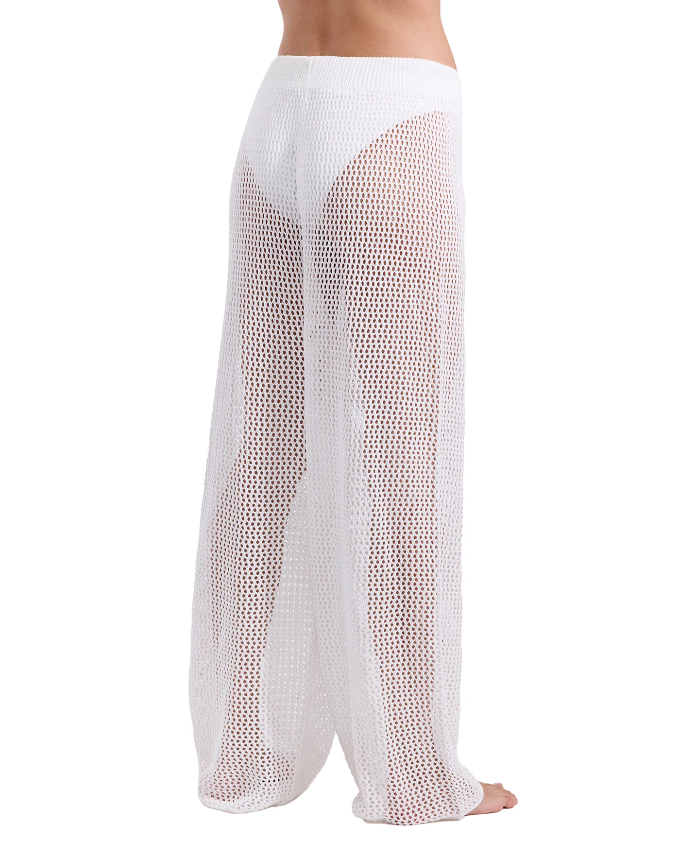 Monaco Net Crochet High Waist Beach Pant Cover-Up-Off-white - Image 4