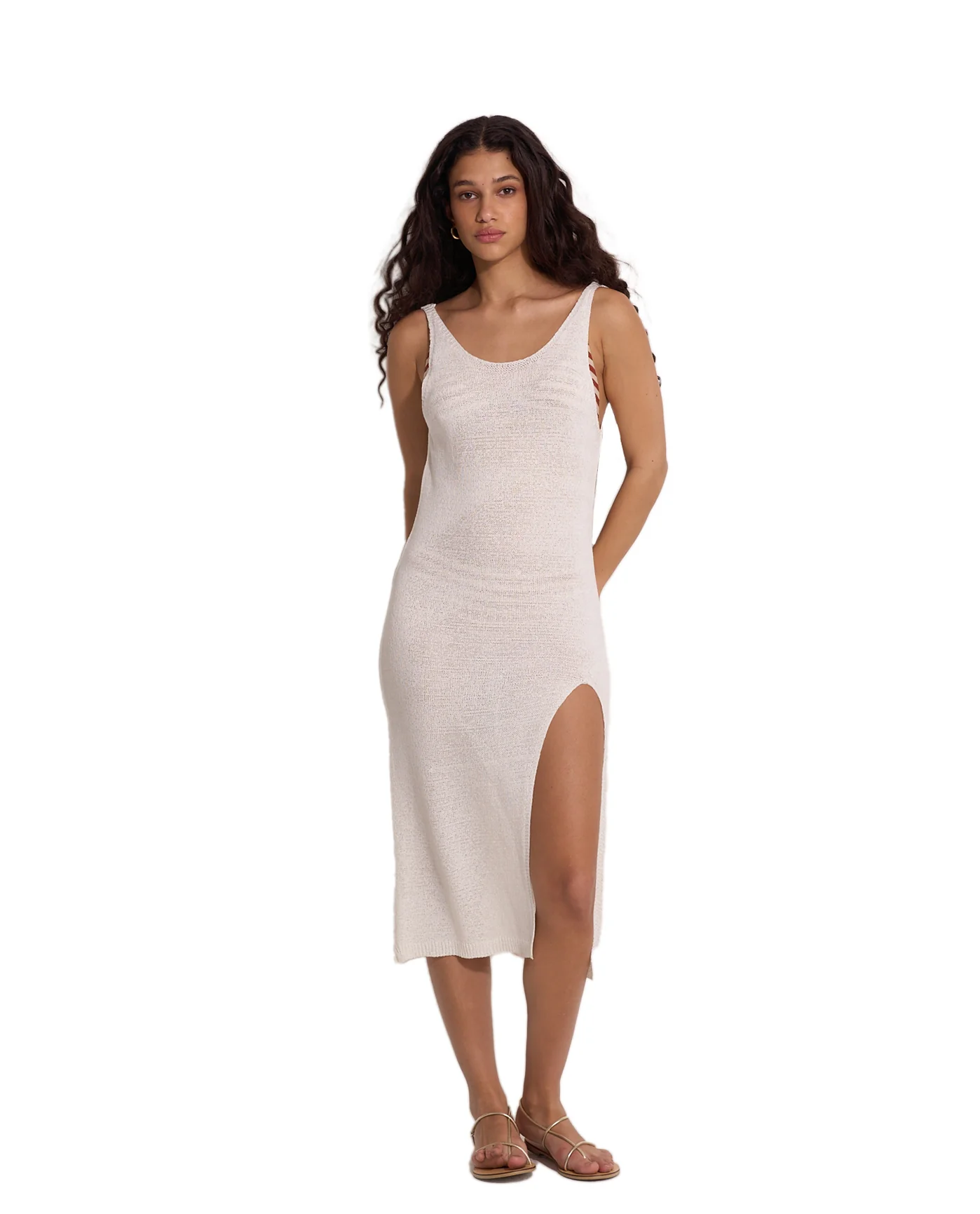 Naama Scoop Neck Crochet Dress Cover-Up-White