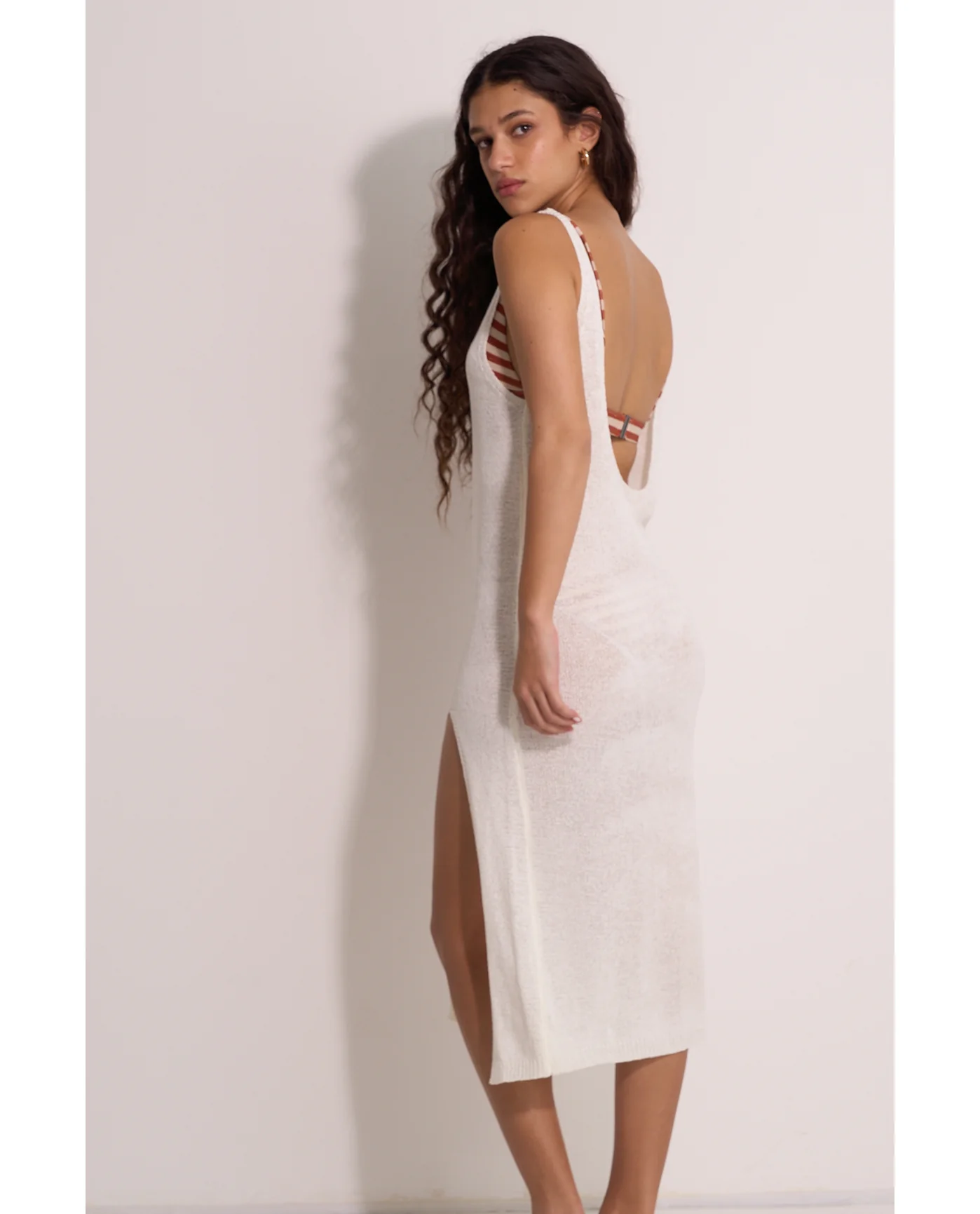 Naama Scoop Neck Crochet Dress Cover-Up-White - Image 3