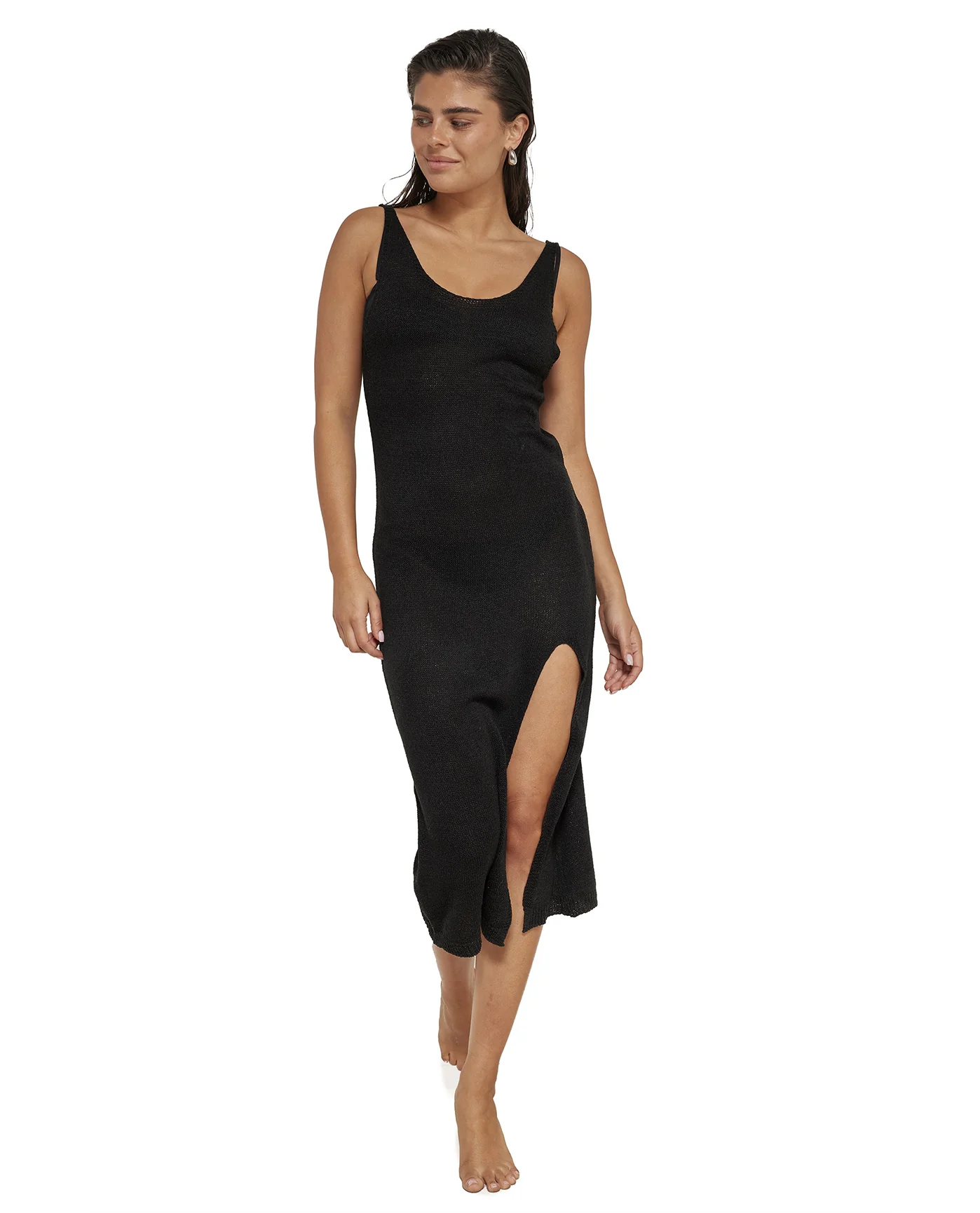 Naama Sleeveless Crochet Dress Cover-Up-Black