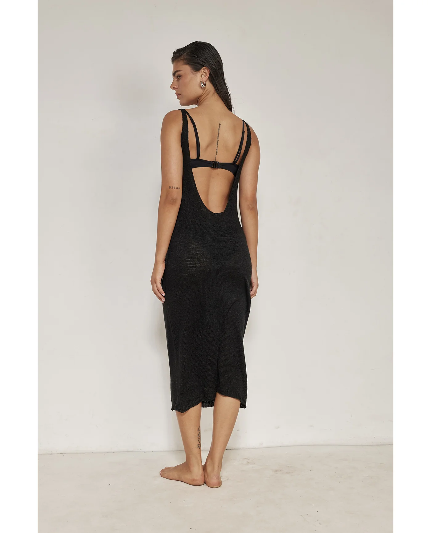 Naama Sleeveless Crochet Dress Cover-Up-Black - Image 2